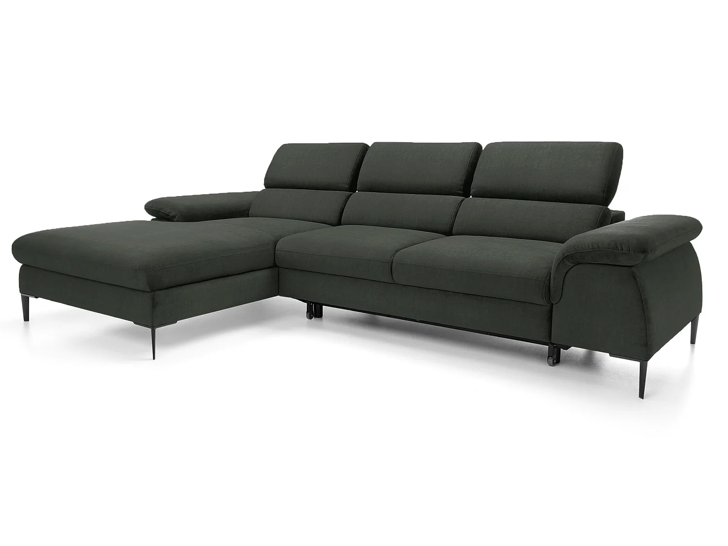 Hoekbank 290 cm Amaro M, verstelbare hoofdsteunen, slaapfunctie en opbergruimte, links, Groen