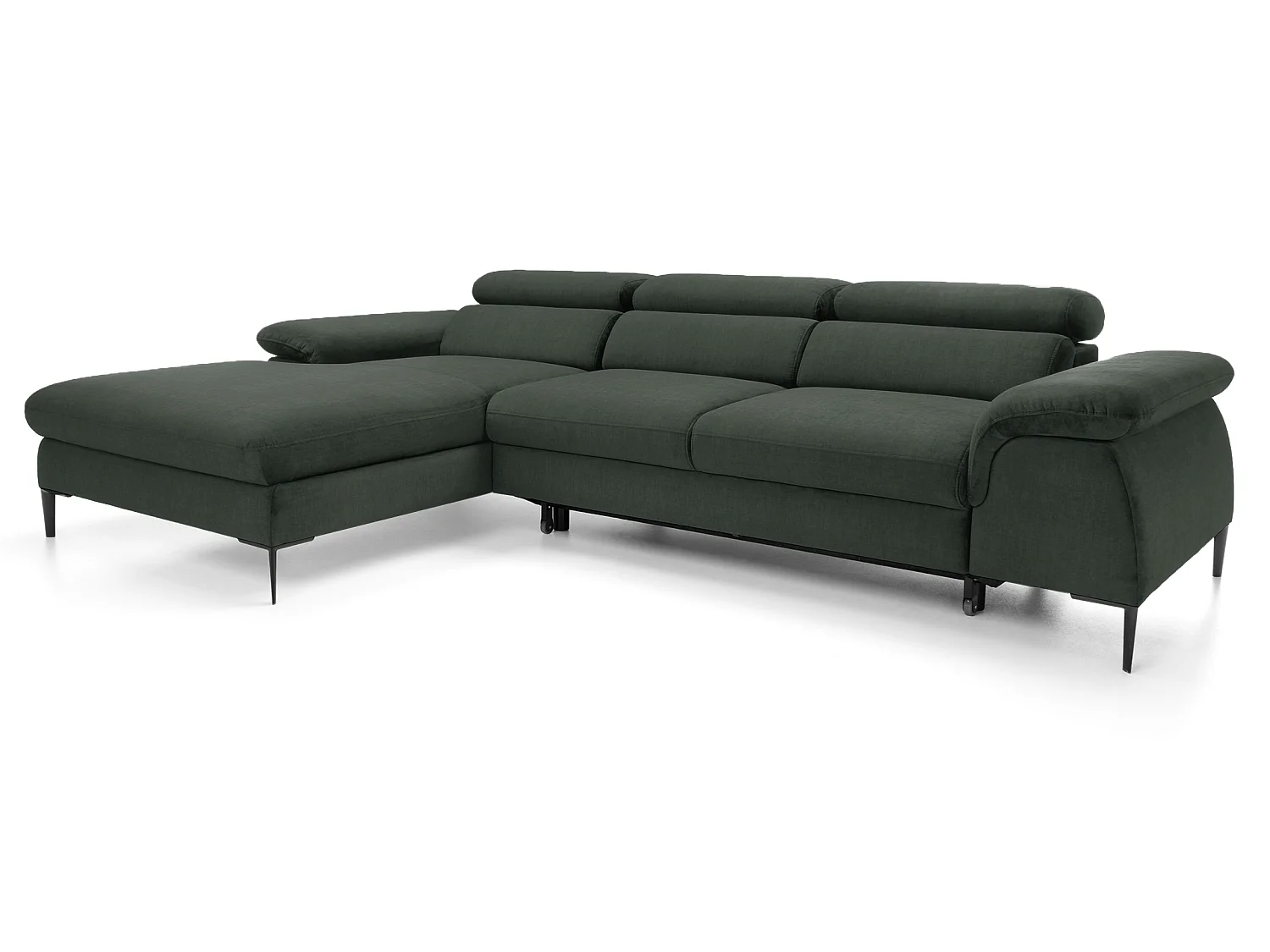 Hoekbank 290 cm Amaro M, verstelbare hoofdsteunen, slaapfunctie en opbergruimte, links, Groen