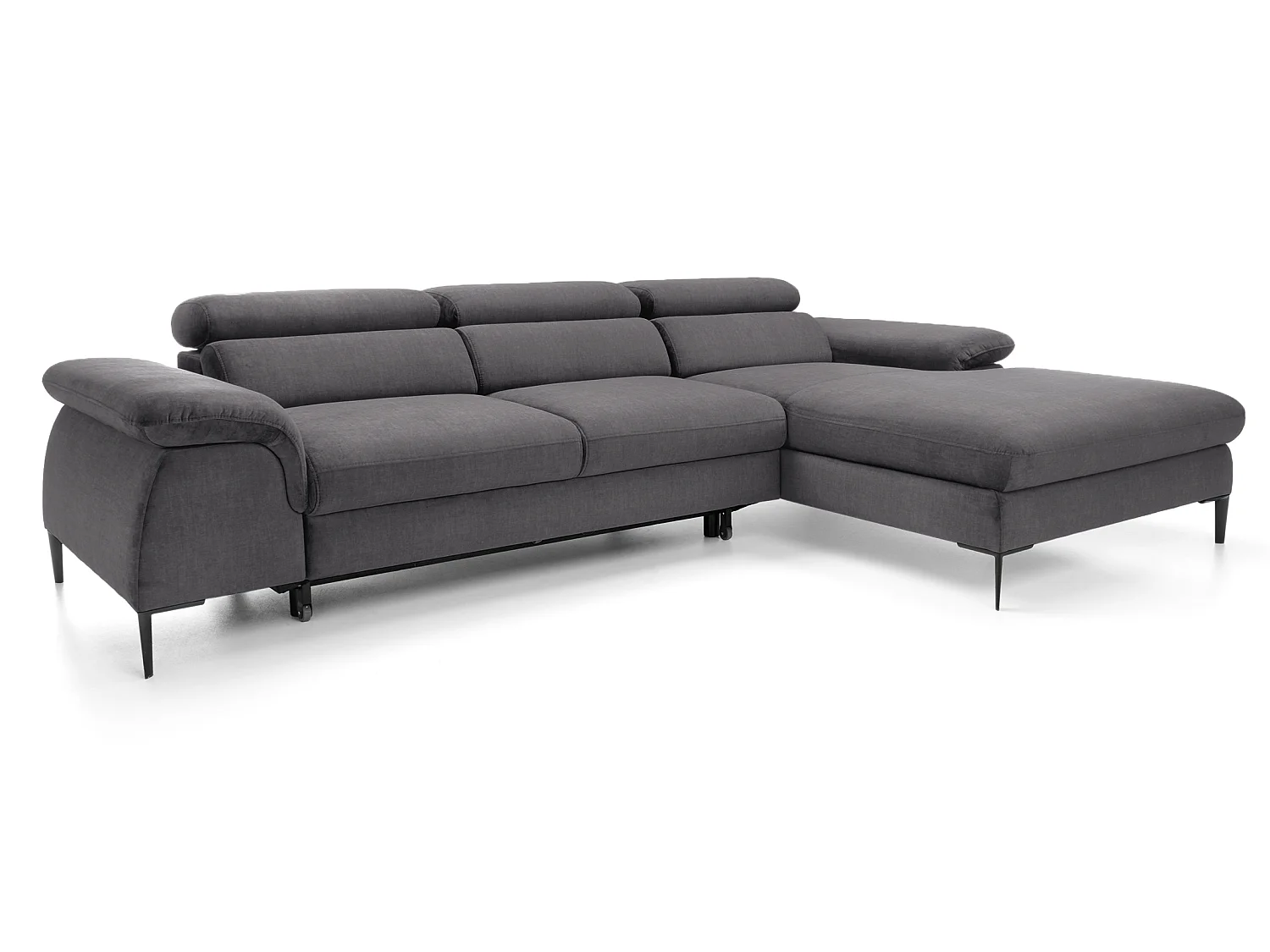 Canapé d'angle convertible 290 cm Amaro M, têtières réglables, coffre de rangement, droite, Gris