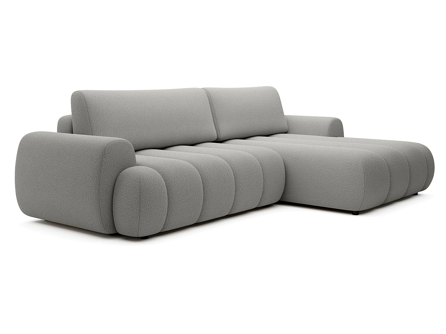 Canapé d'angle convertible 270 cm Puro, style moderne, coffre de rangement, 5 places, droite, Gris clair