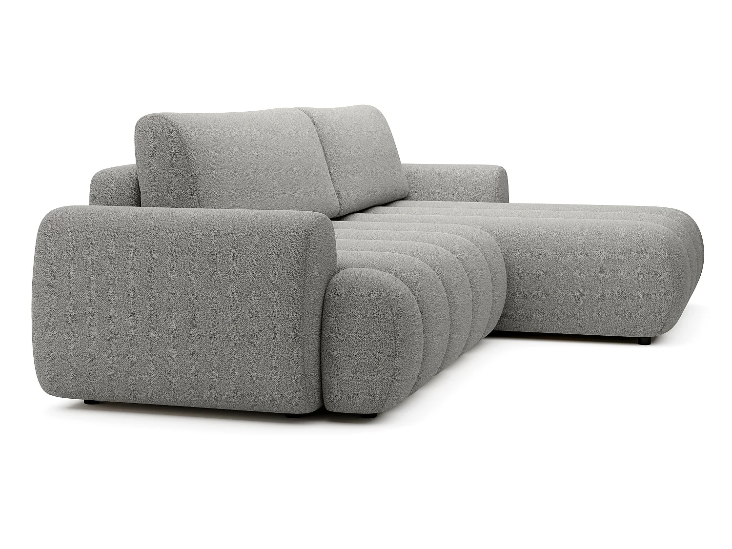 Canapé d'angle convertible 270 cm Puro, style moderne, coffre de rangement, 5 places, droite, Gris clair