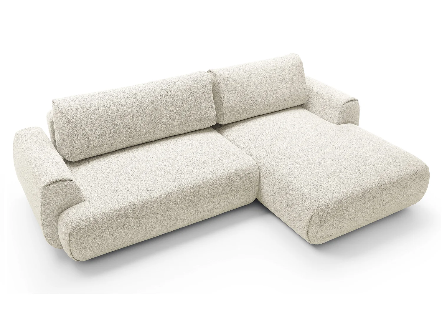 Canapé d'angle avec rangement 270 cm Ralto, style moderne, 5 places, droite, Crème