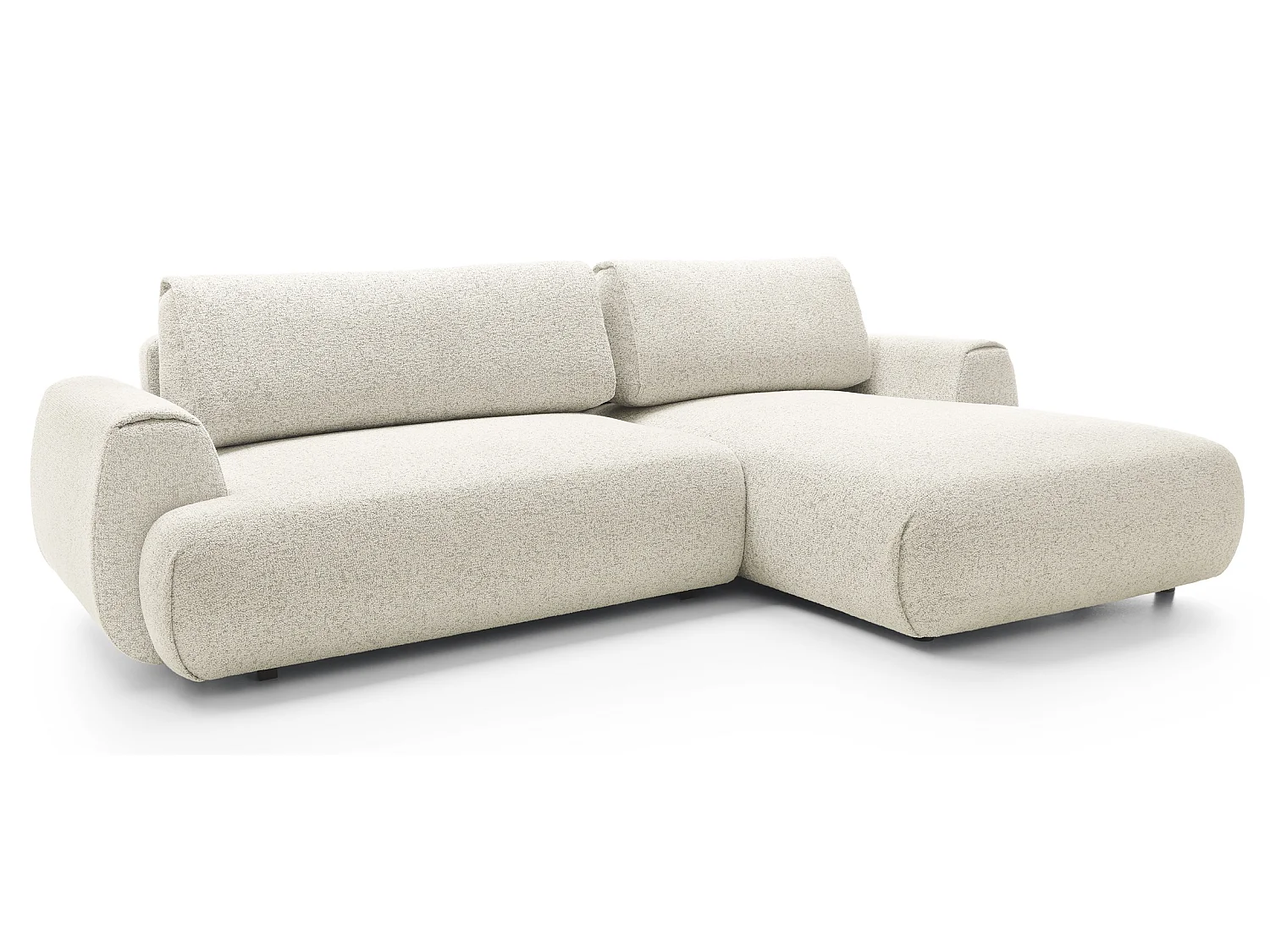 Canapé d'angle avec rangement 270 cm Ralto, style moderne, 5 places, droite, Crème
