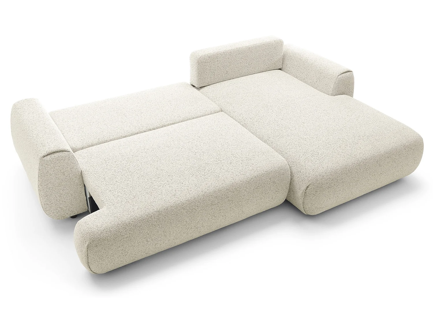 Canapé d'angle avec rangement 270 cm Ralto, style moderne, 5 places, droite, Crème