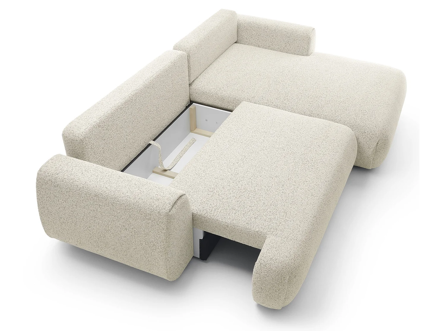 Canapé d'angle avec rangement 270 cm Ralto, style moderne, 5 places, droite, Crème