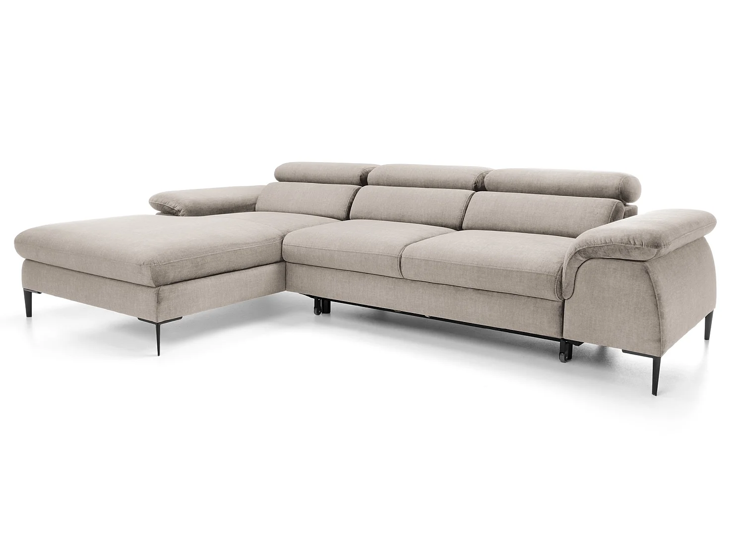 Hoekbank 290 cm Amaro M, verstelbare hoofdsteunen, slaapfunctie en opbergruimte, links, Beige