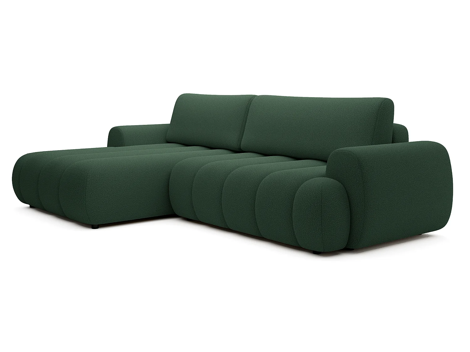 Hoekbank 270 cm Puro, modern design, slaapfunctie en opbergruimte, 5-zits, linkerhoek, Groen