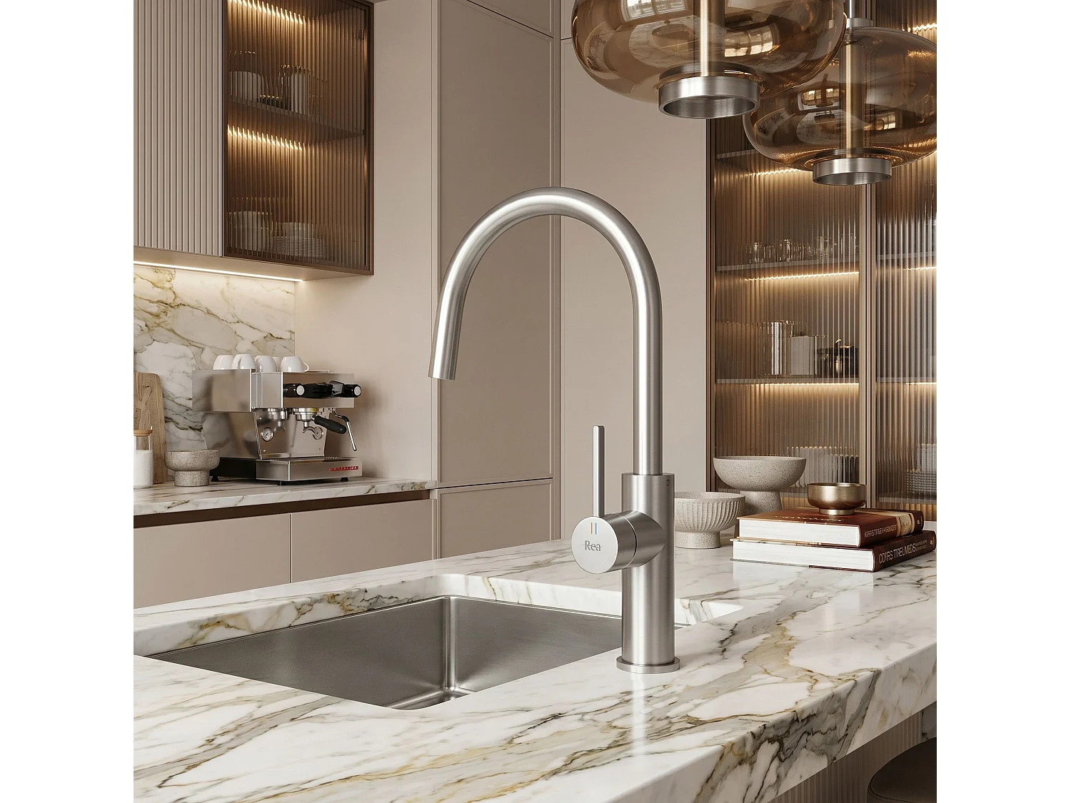 Robinet De Cuisine Rea Rivo Brush Steel