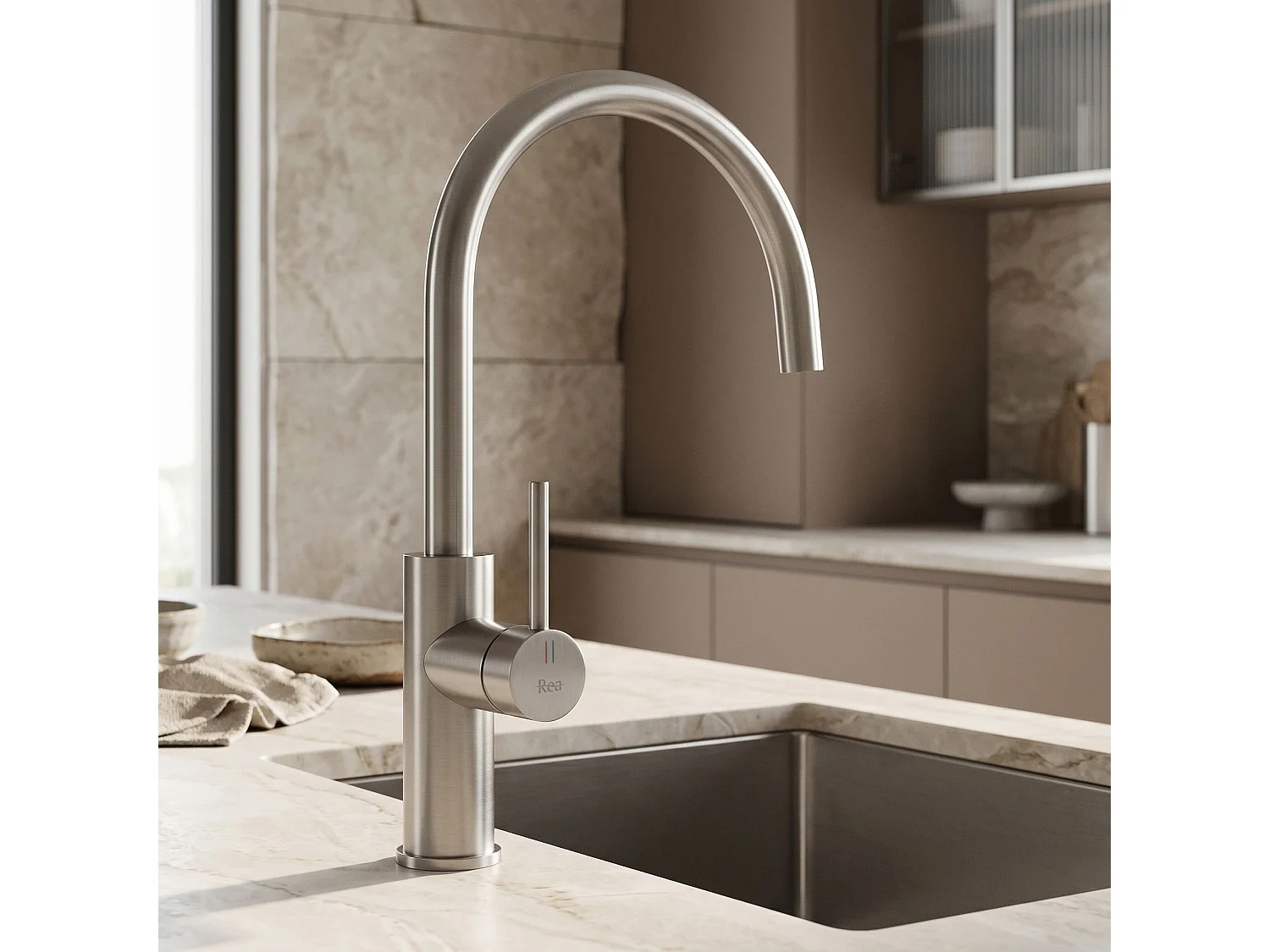Robinet De Cuisine Rea Rivo Brush Steel