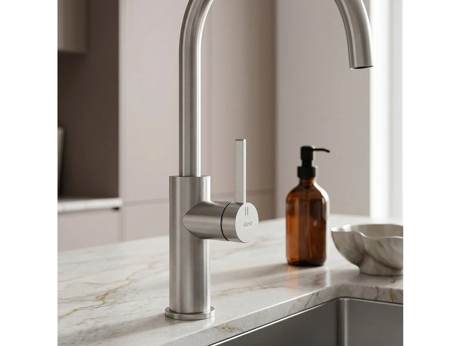 Robinet De Cuisine Rea Rivo Brush Steel