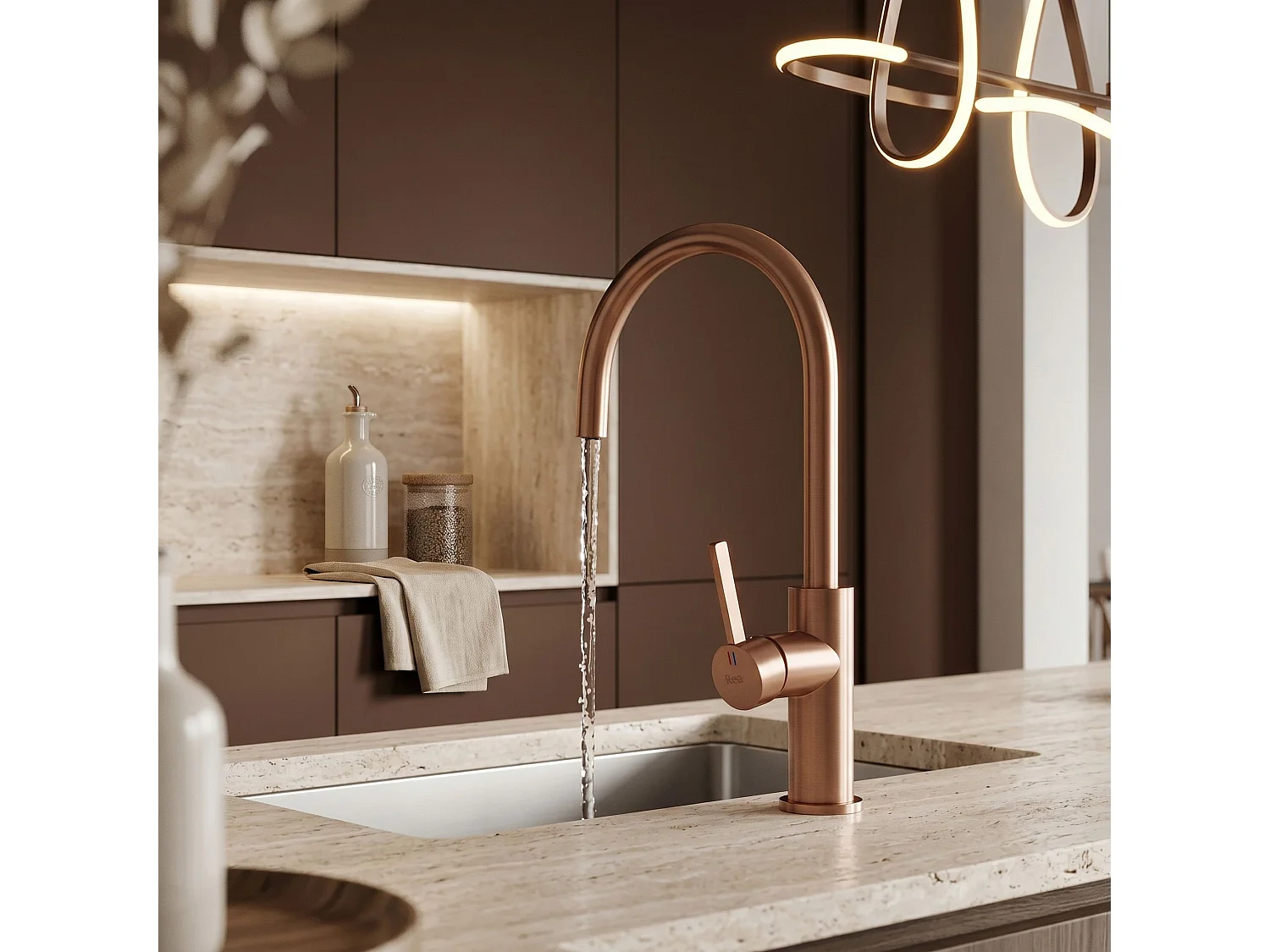 Robinet De Cuisine Rea Rivo Brush Copper