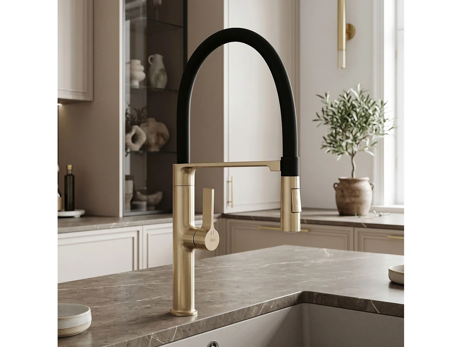 Robinet De Cuisine Rea Lago Brush Gold