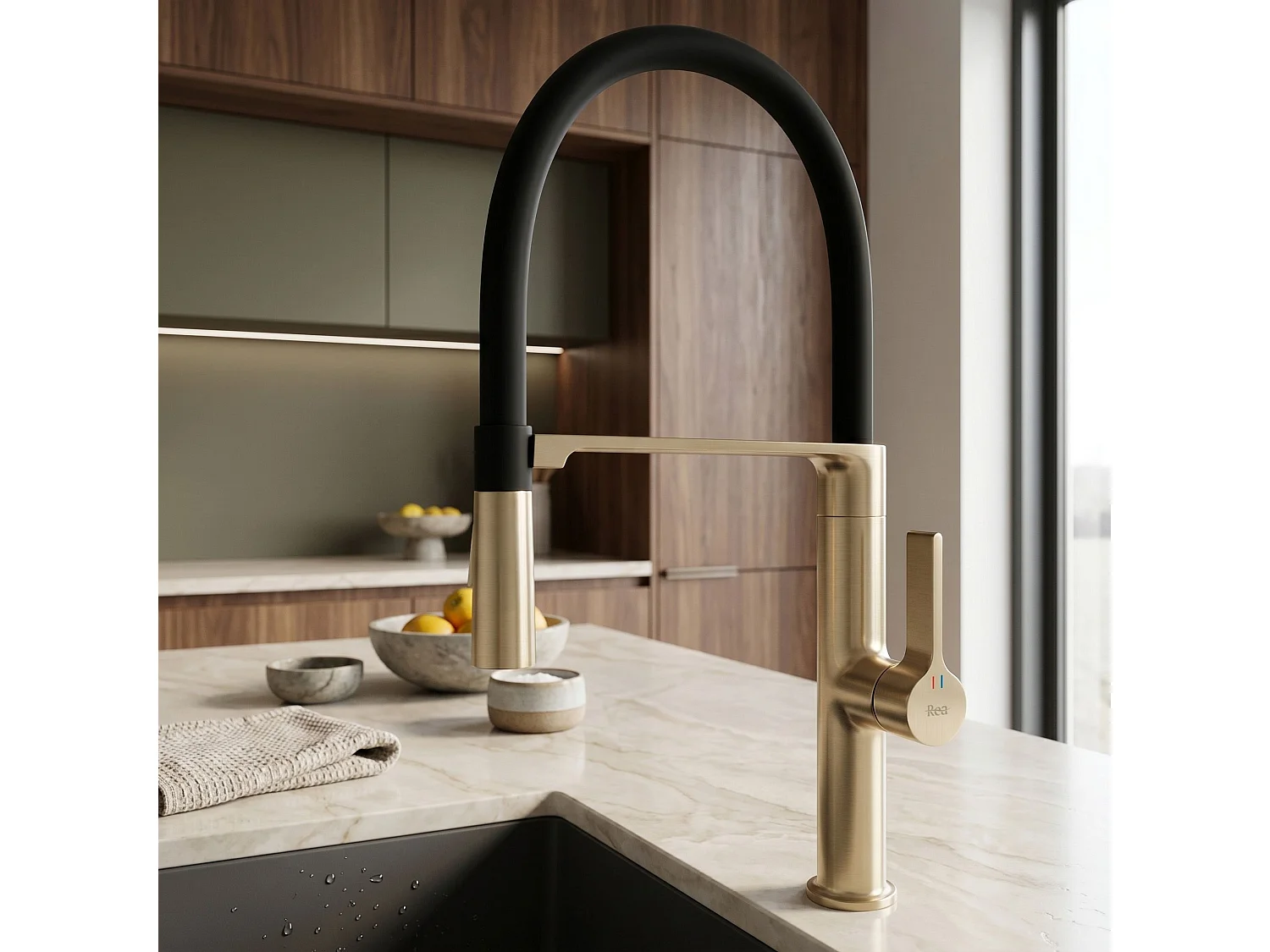 Robinet De Cuisine Rea Lago Brush Gold