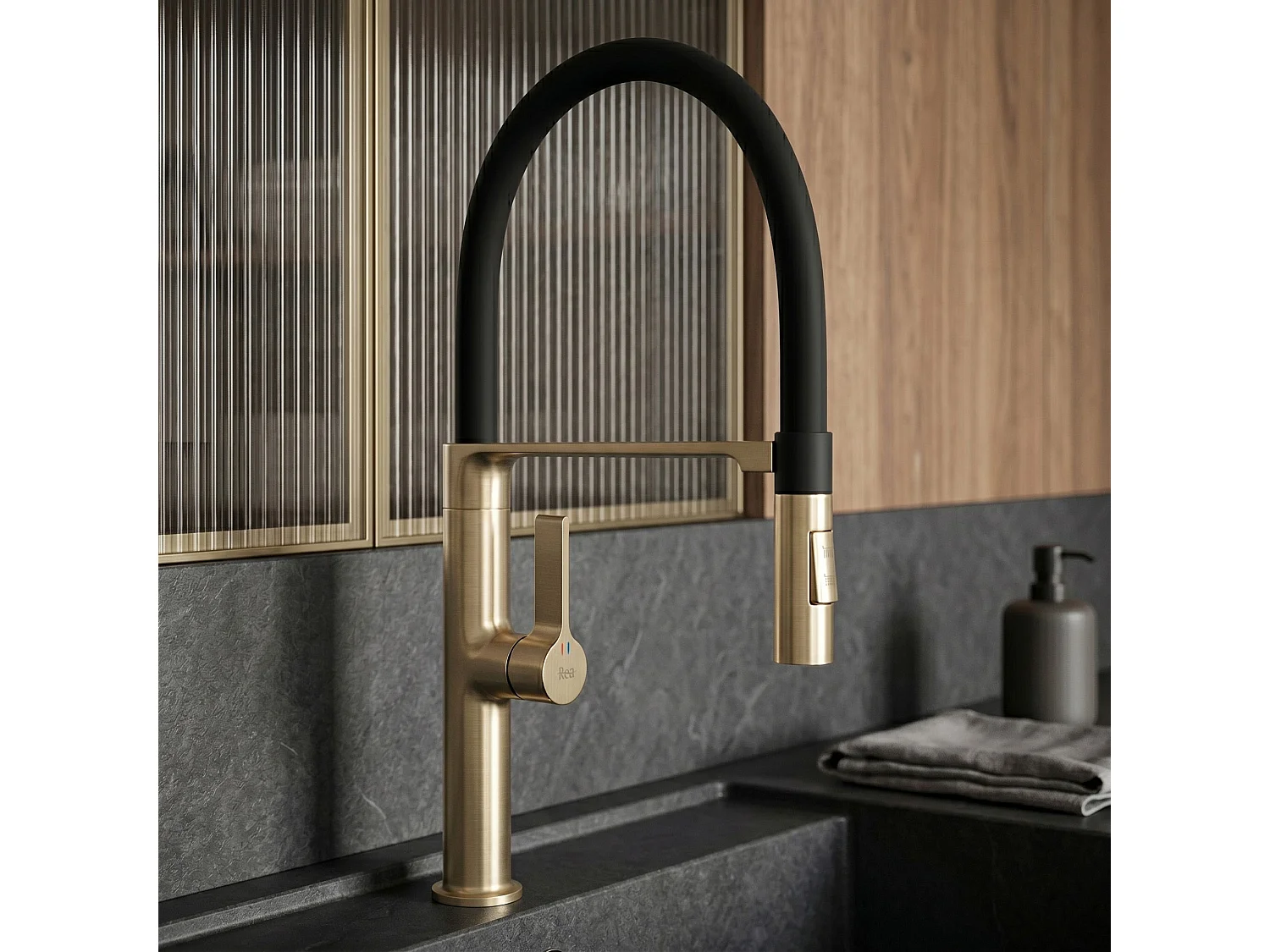 Robinet De Cuisine Rea Lago Brush Gold