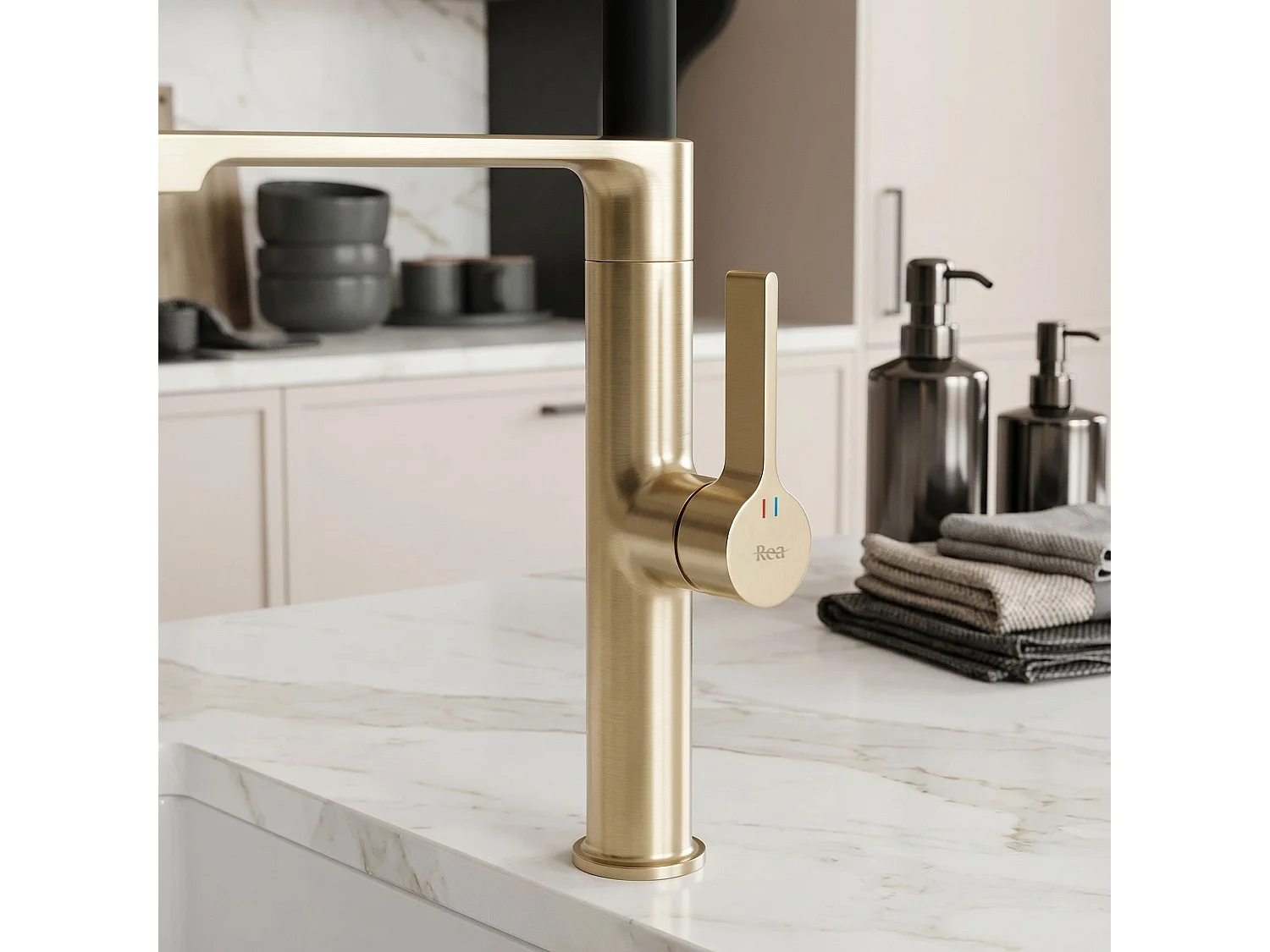Robinet De Cuisine Rea Lago Brush Gold
