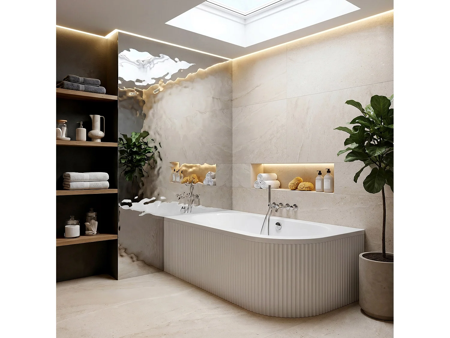 Baignoire D’Angle Rea Orion Stripe 170 Left White
