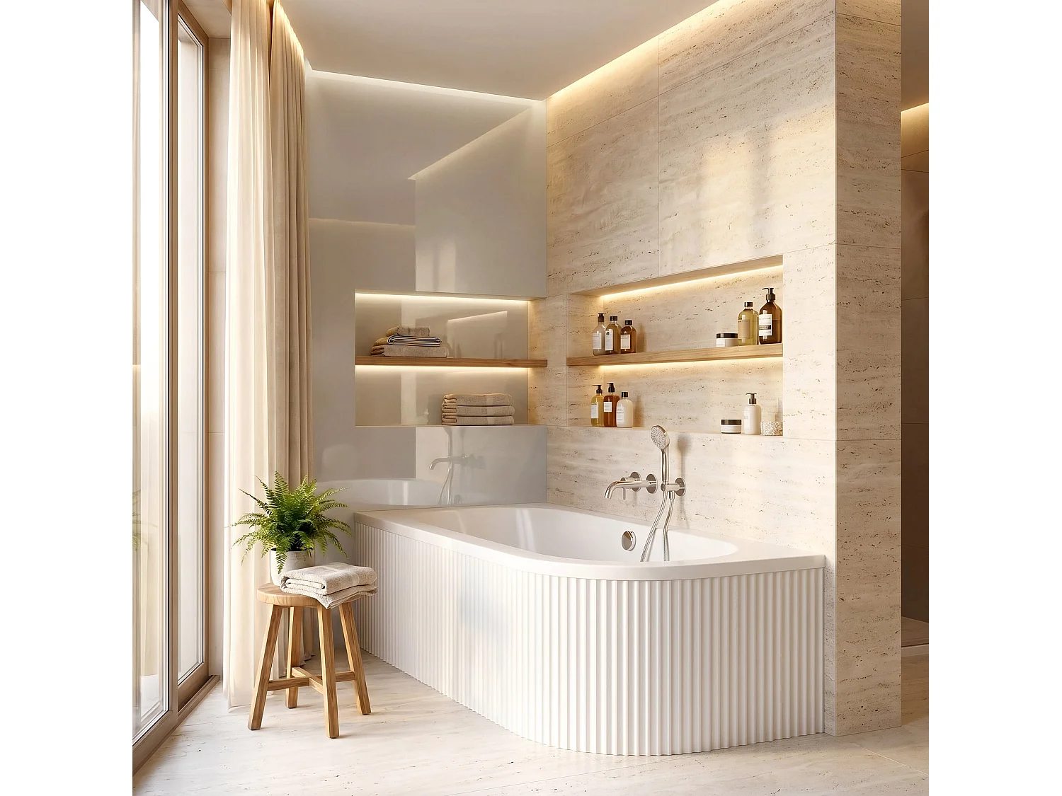 Baignoire D’Angle Rea Orion Stripe 170 Left White