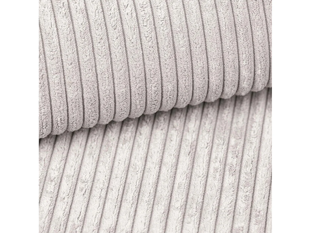 Canapé d'angle fixe 275 cm Harmonia M, tissu en velours côtelé, style moderne, sur pieds, droite, Vanille