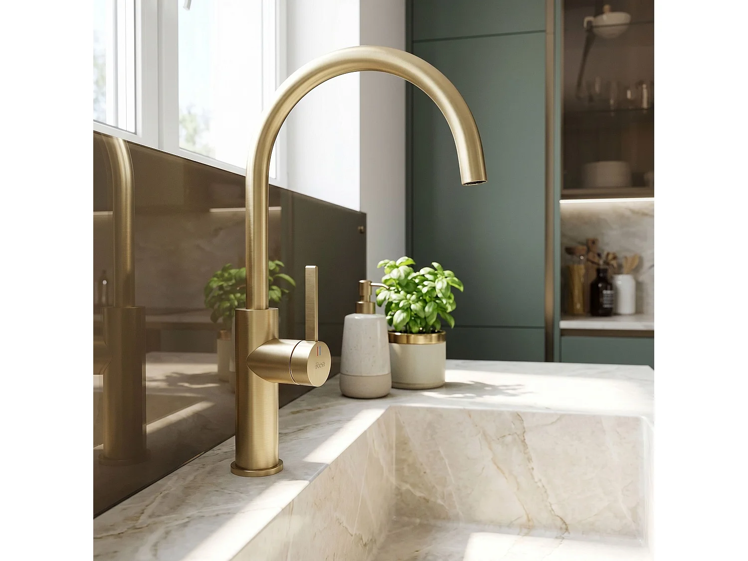 Robinet De Cuisine Rea Rivo Brush Gold