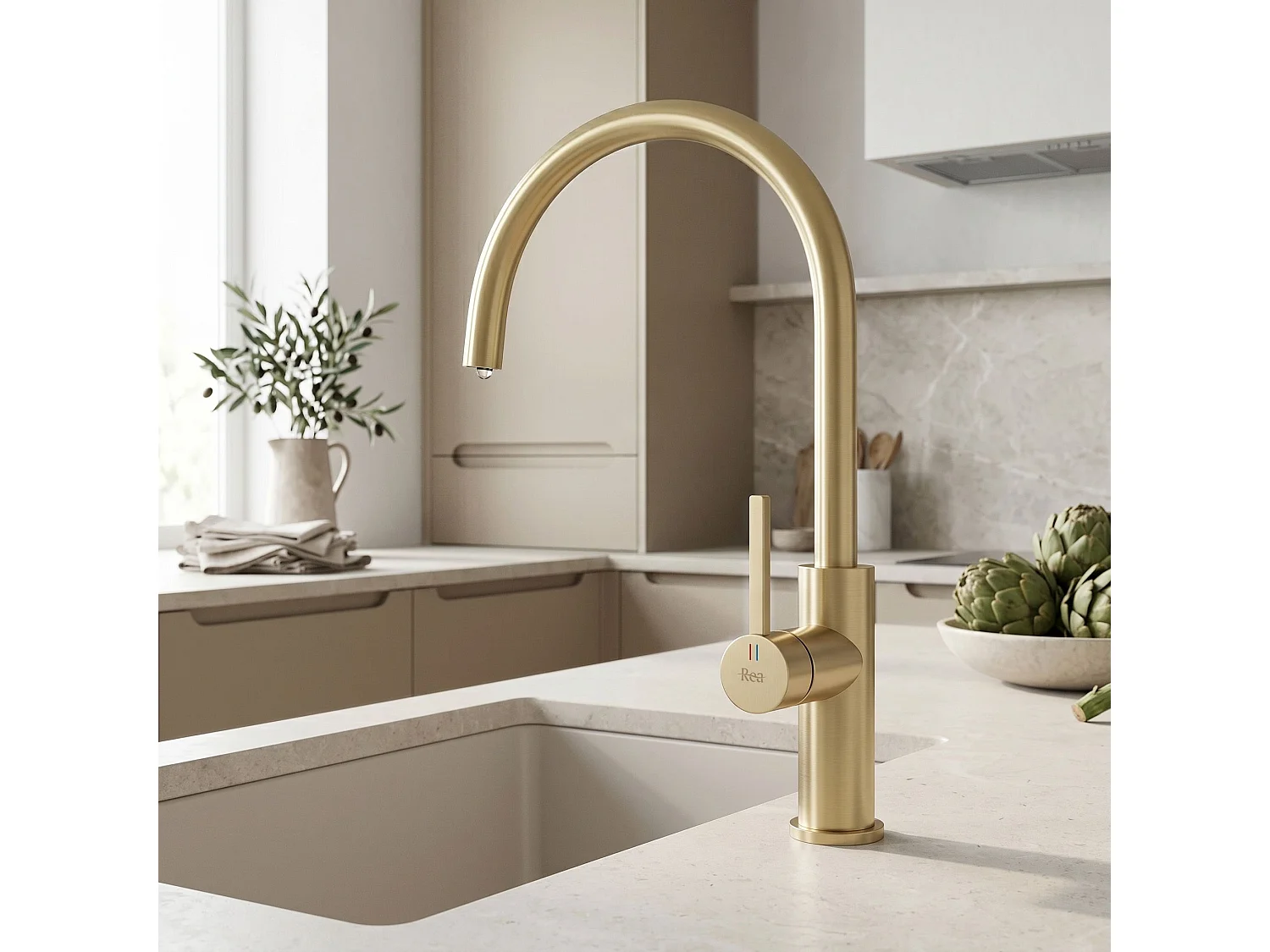 Robinet De Cuisine Rea Rivo Brush Gold