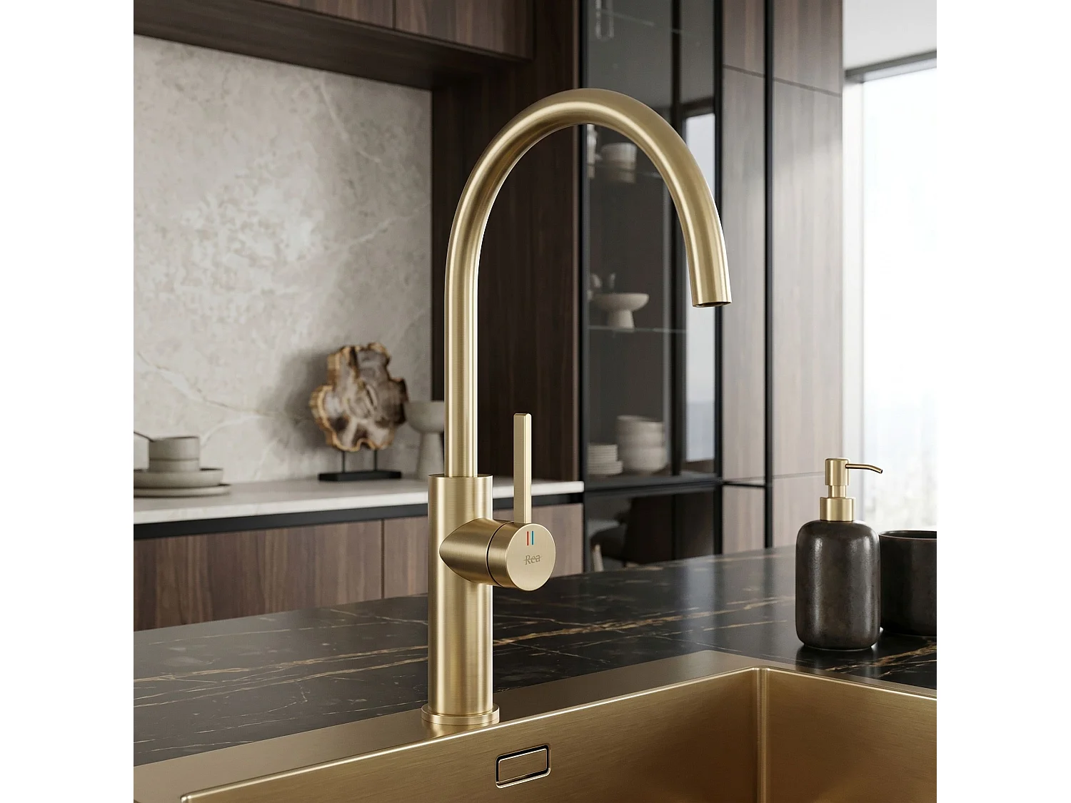 Robinet De Cuisine Rea Rivo Brush Gold