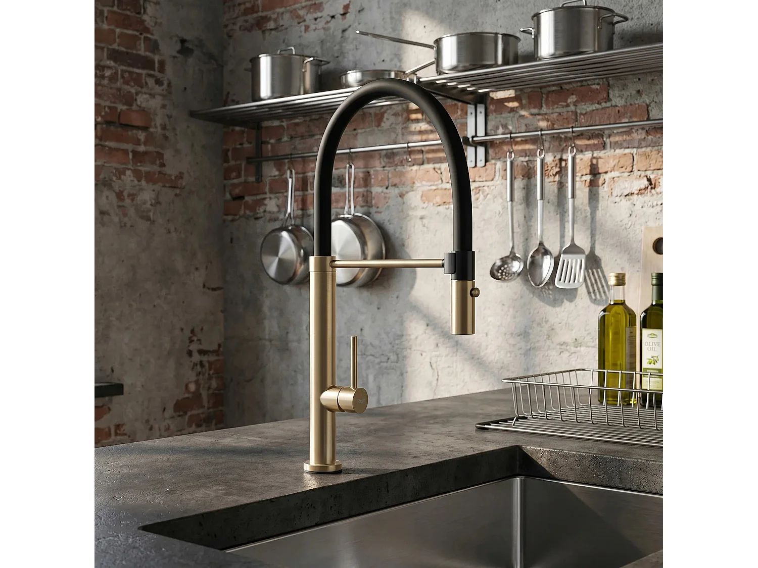 Robinet De Cuisine Rea Viera Brush Gold