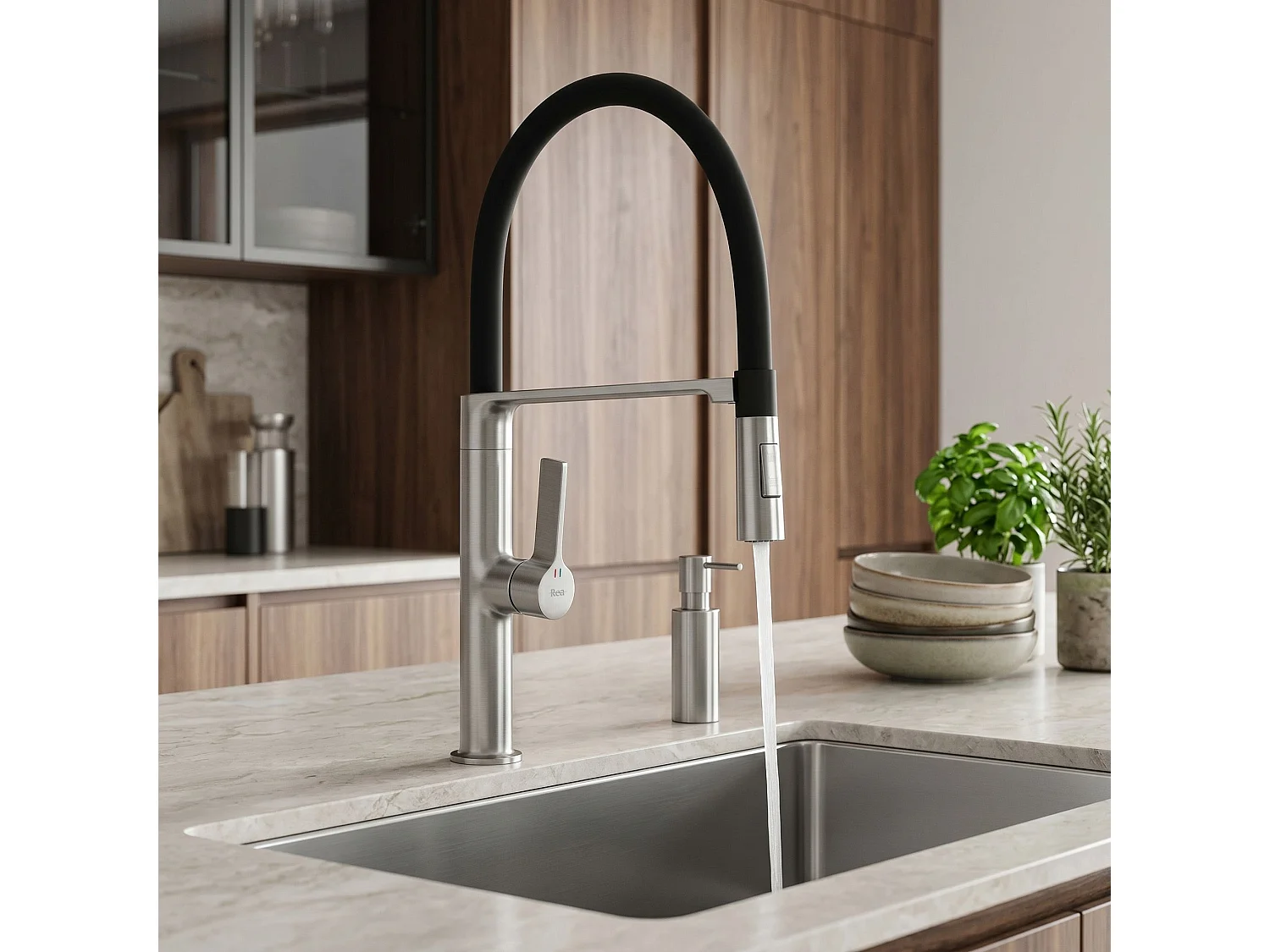 Robinet De Cuisine Rea Lago Brush Steel