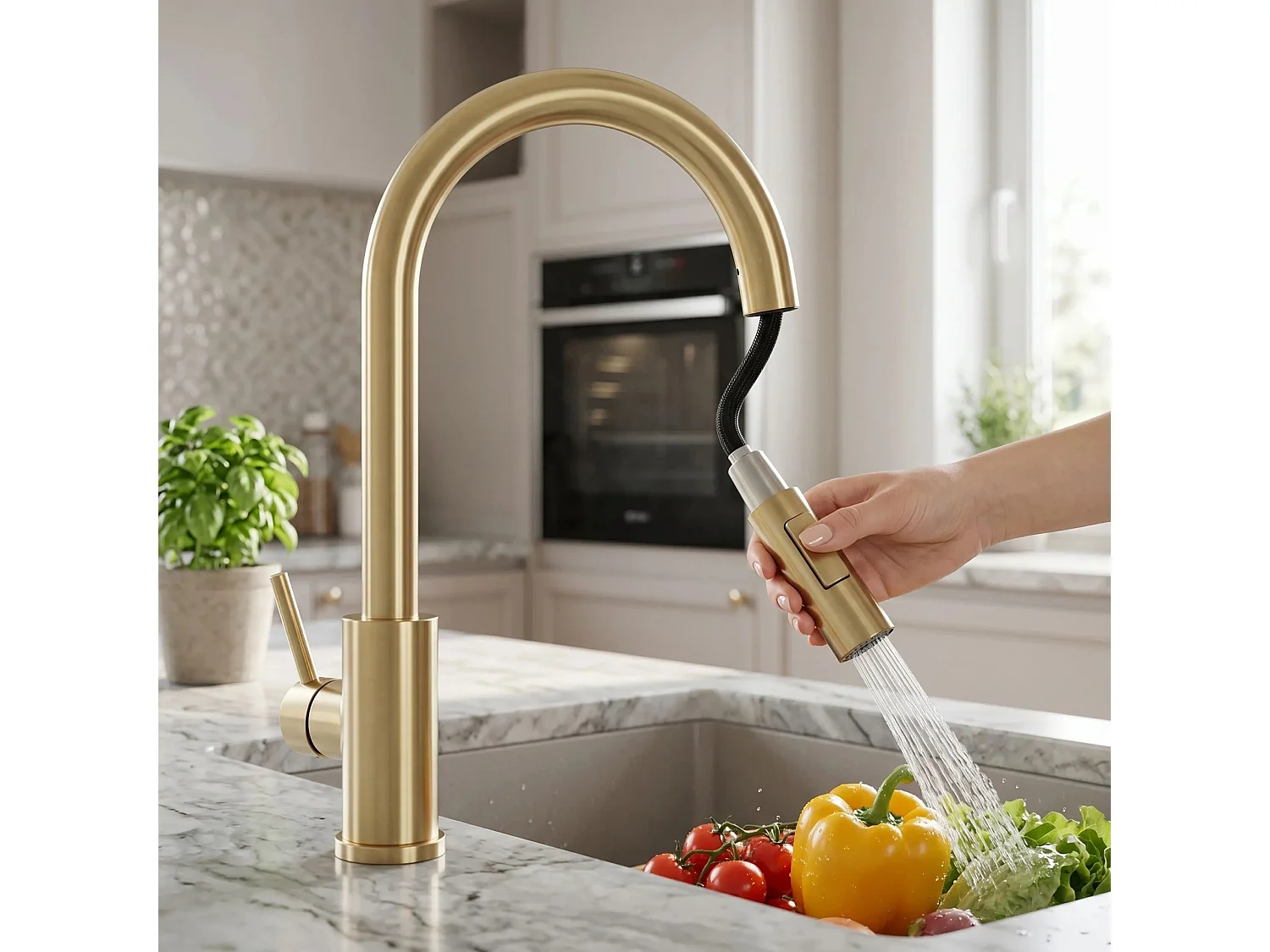 Robinet De Cuisine Rea Fresh Touch Brush Gold