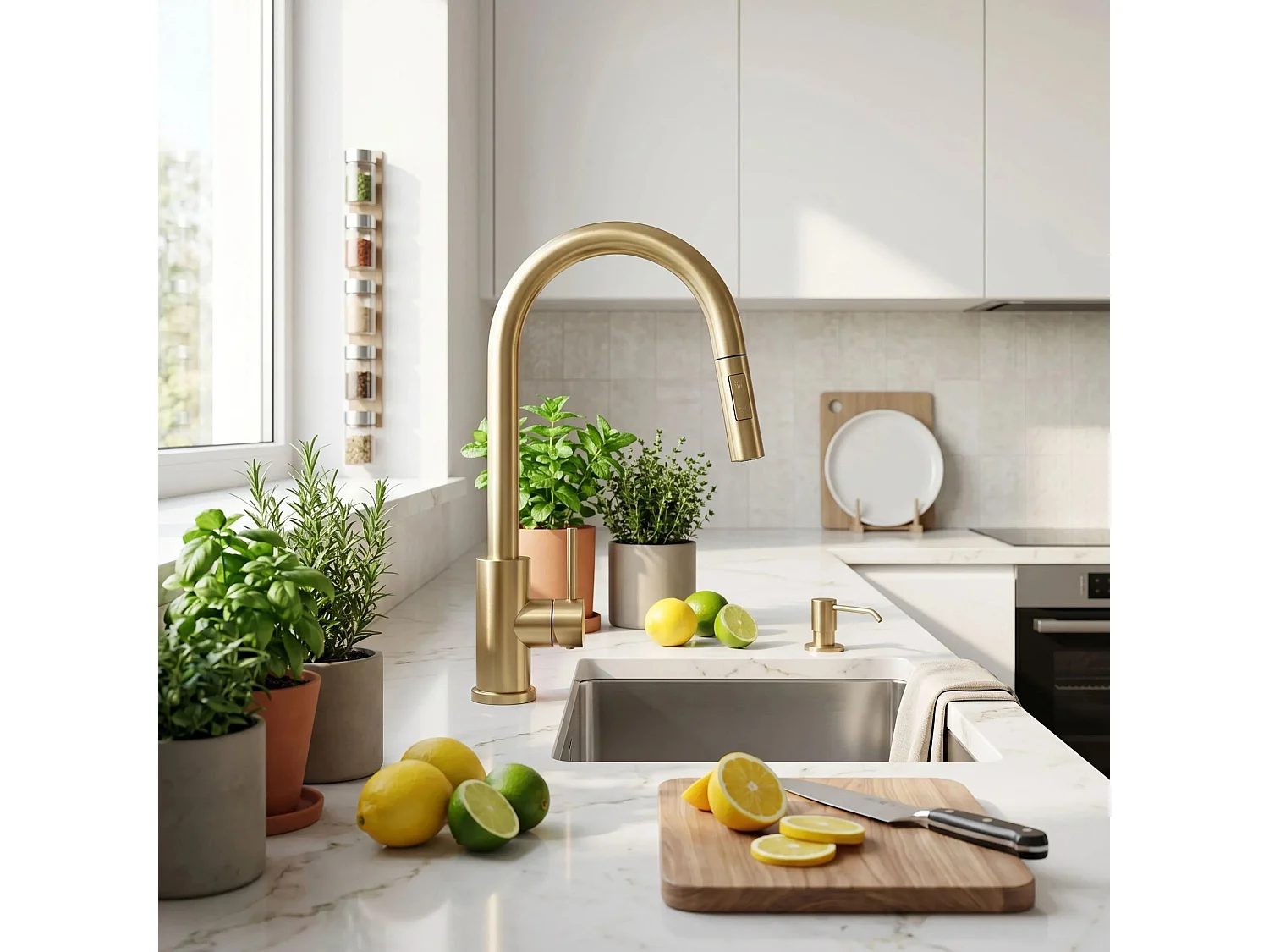 Robinet De Cuisine Rea Fresh Touch Brush Gold