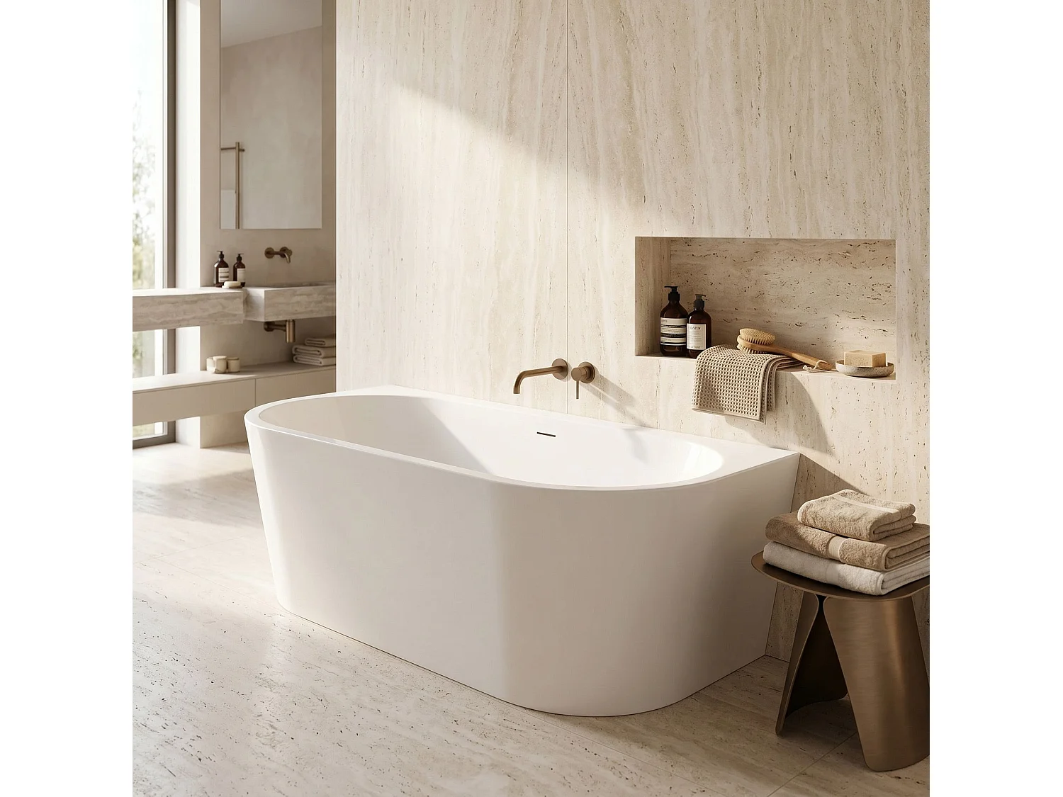 Vasca Da Bagno A Parete Rea Capri 180 Cm White