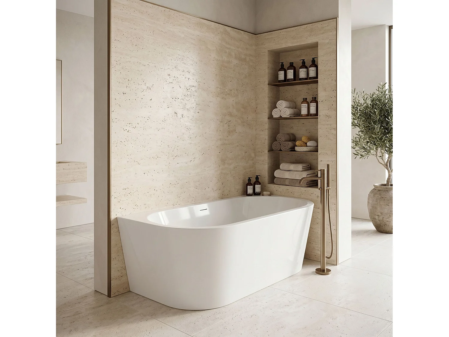 Vasca Da Bagno A Parete Rea Capri 180 Cm White