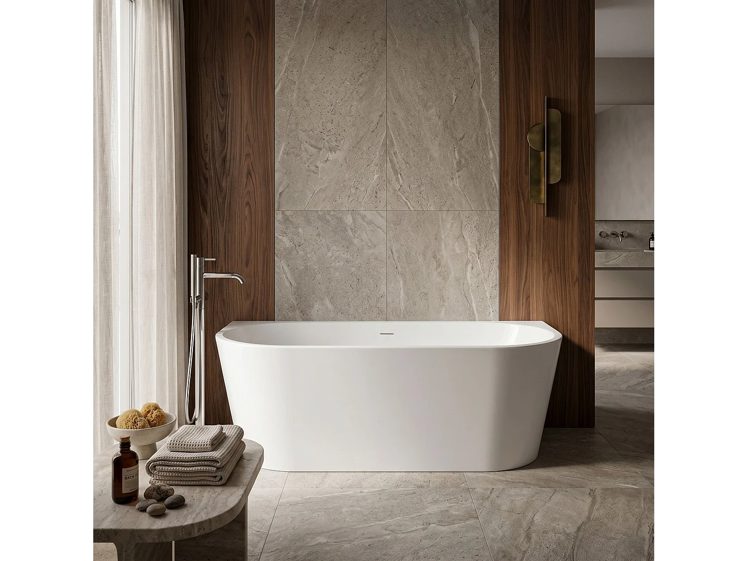 Vasca Da Bagno A Parete Rea Capri 180 Cm White