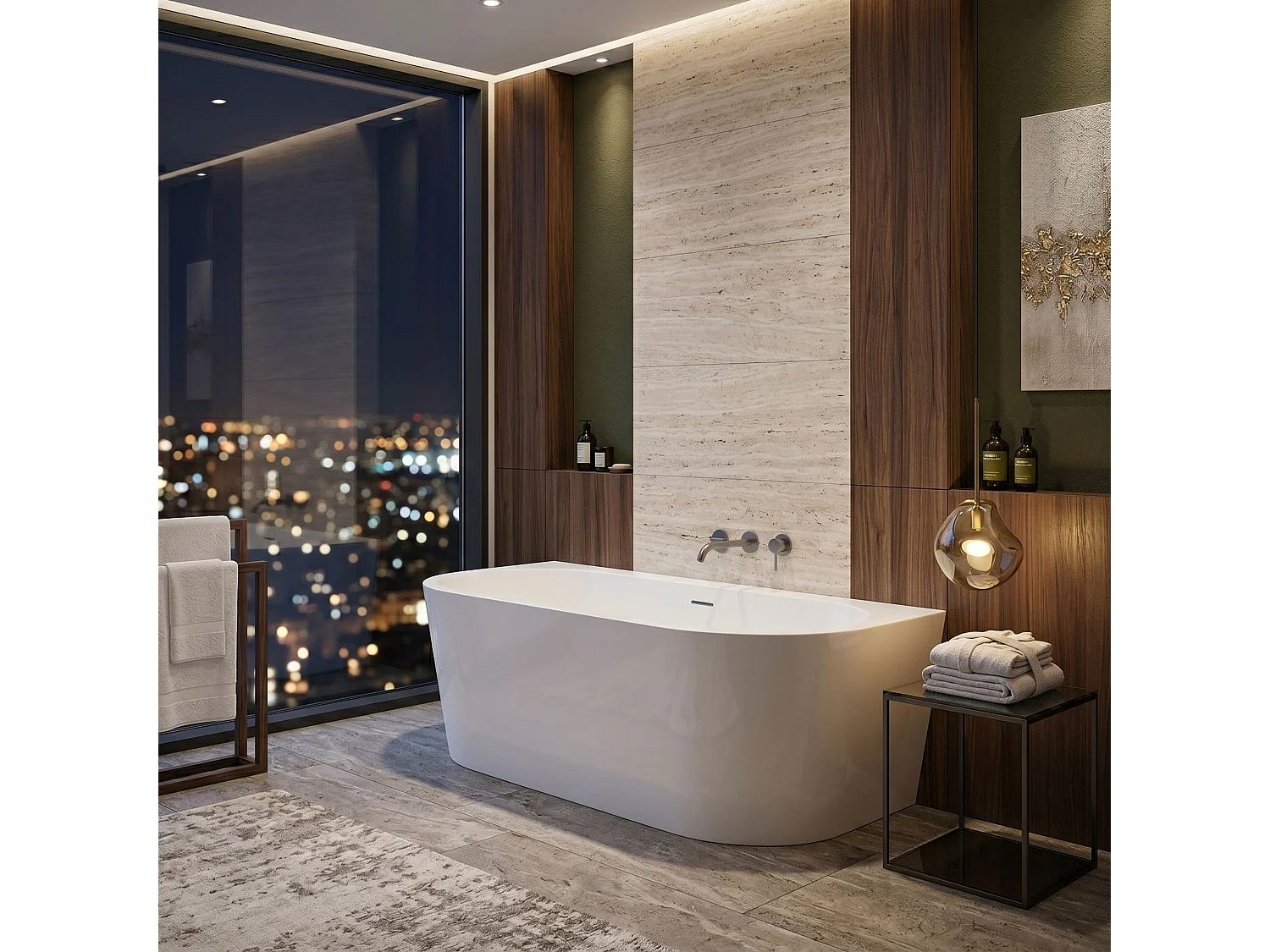 Vasca Da Bagno A Parete Rea Capri 180 Cm White