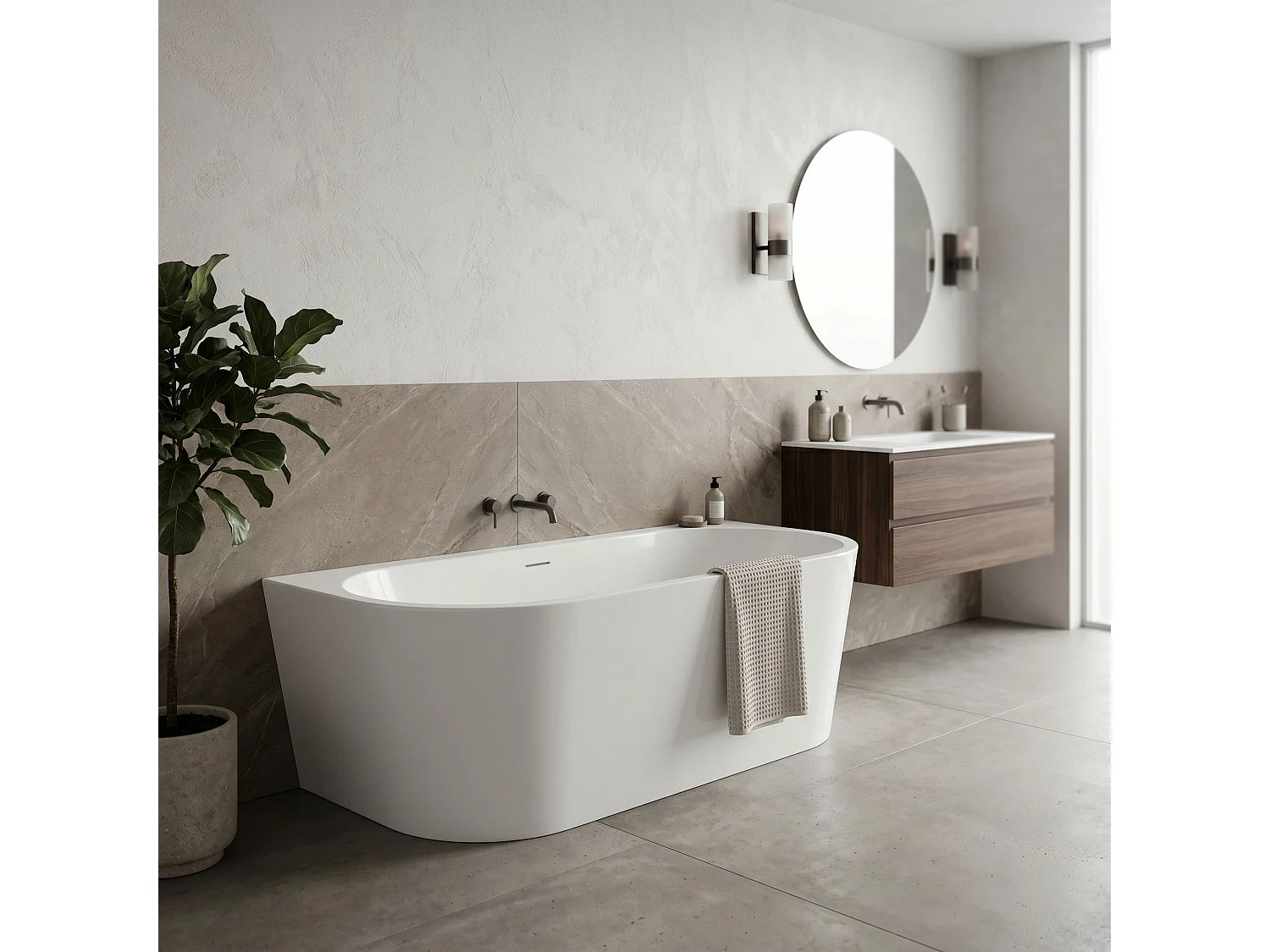 Vasca Da Bagno A Parete Rea Capri 180 Cm White