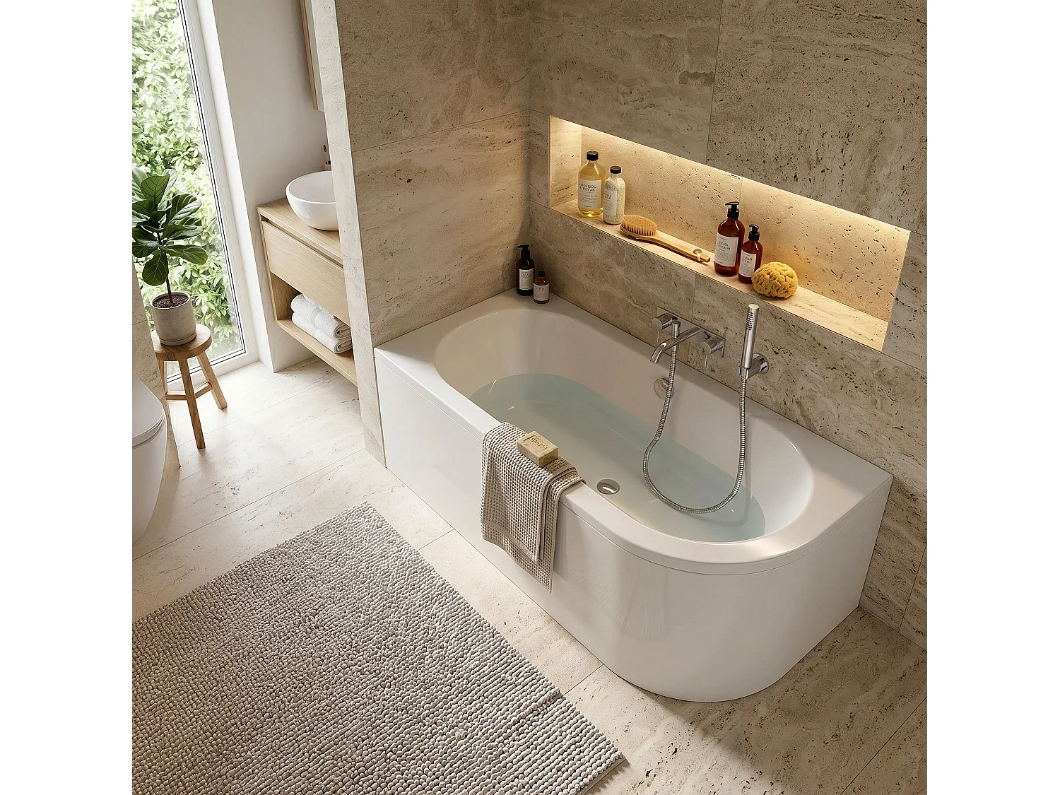 Baignoire D’Angle Rea Orion 160 Right White