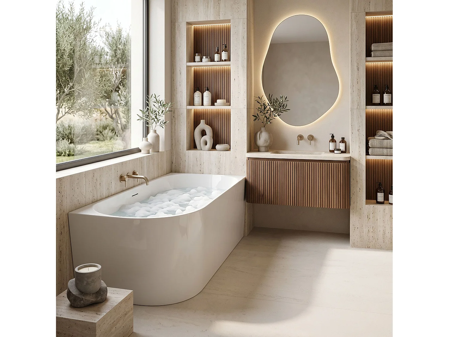 Baignoire D’Angle Rea Bellanto Slim 150 Right White