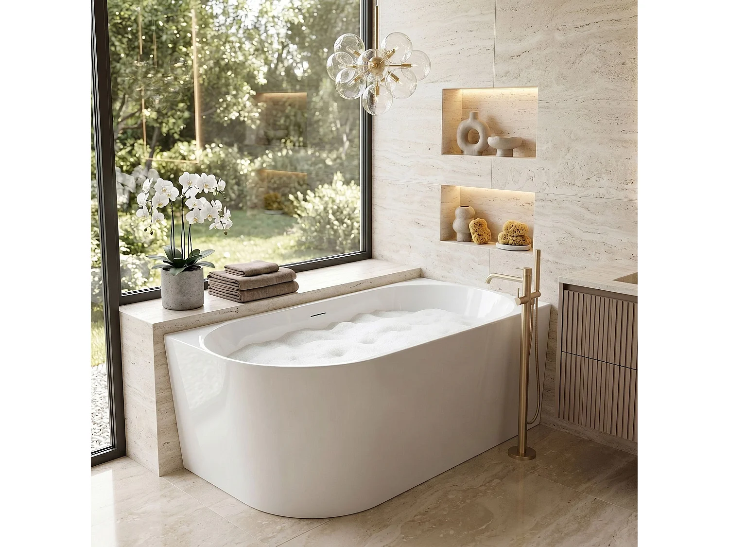 Baignoire D’Angle Rea Bellanto Slim 150 Right White