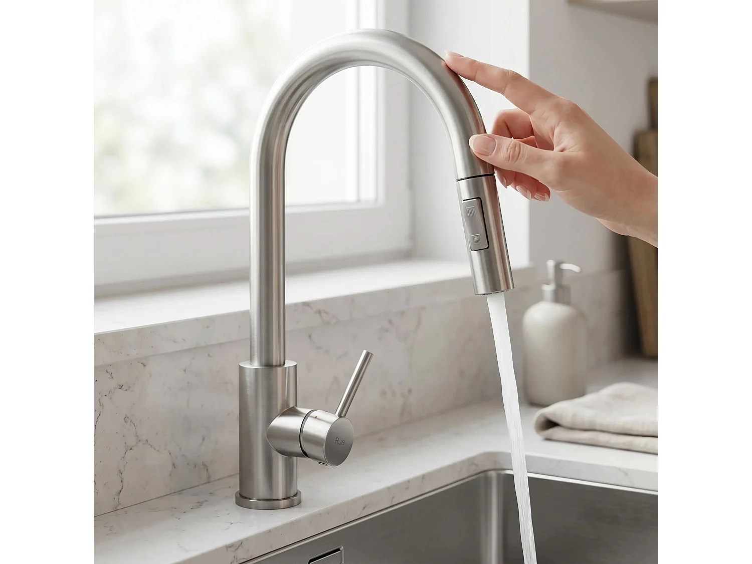 Robinet De Cuisine Rea Fresh Touch Brush Nickel