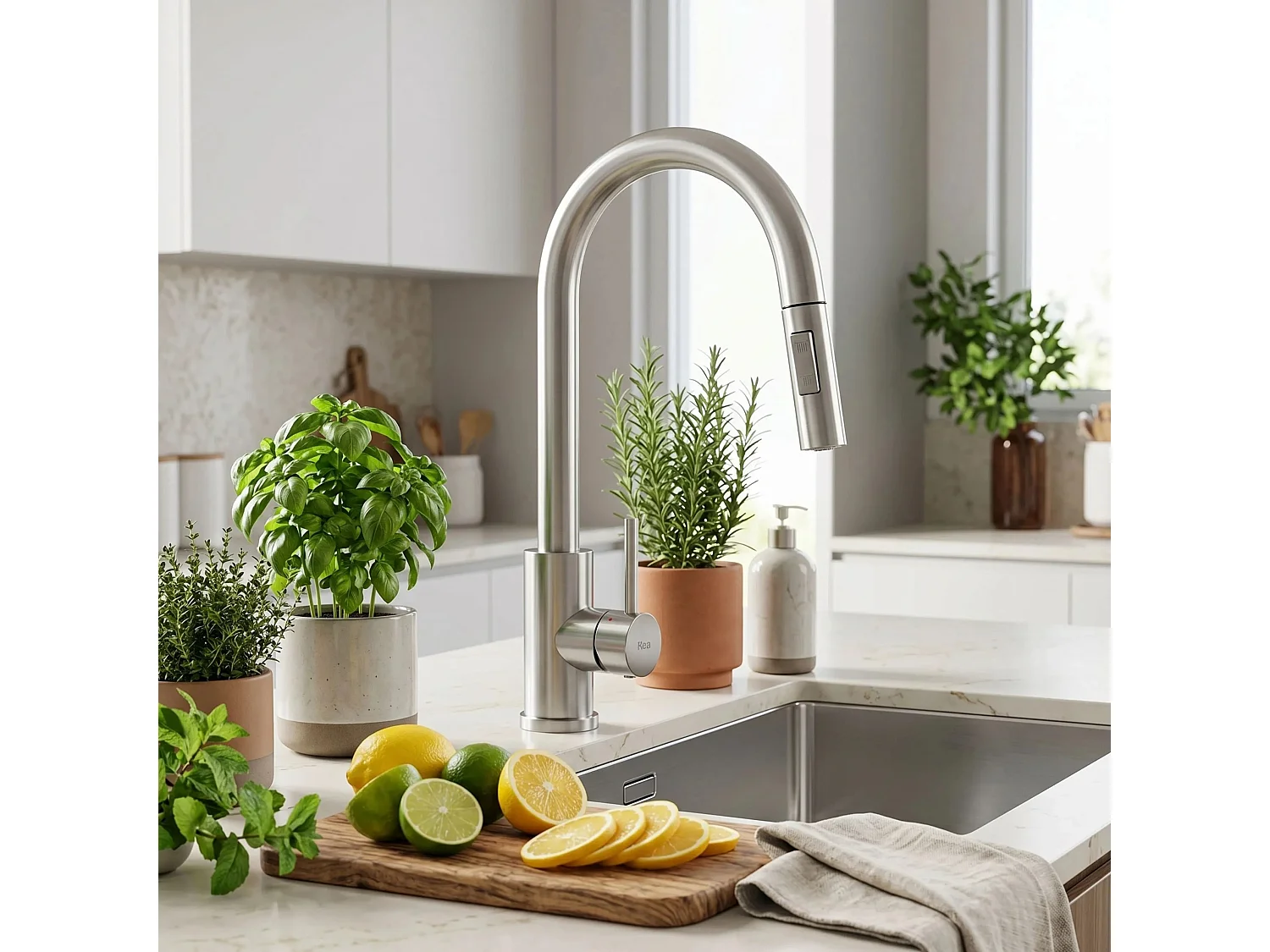 Robinet De Cuisine Rea Fresh Touch Brush Nickel