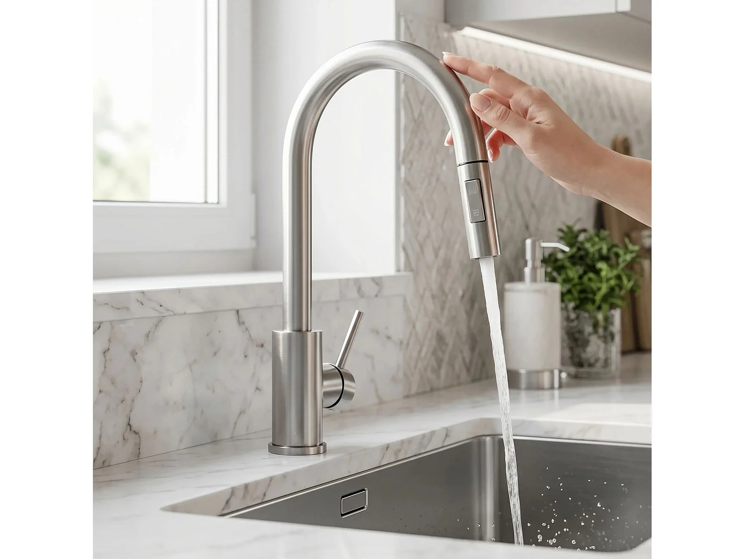 Robinet De Cuisine Rea Fresh Touch Brush Nickel