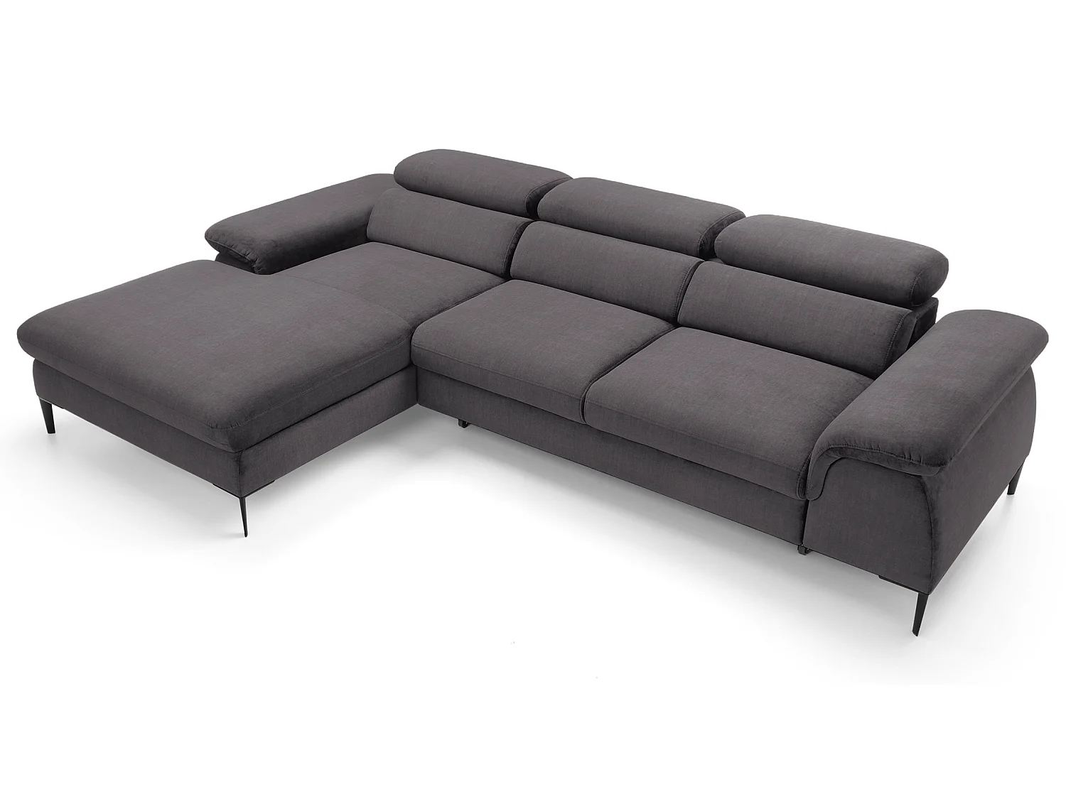 Hoekbank 290 cm Amaro M, verstelbare hoofdsteunen, slaapfunctie en opbergruimte, links, Grijs