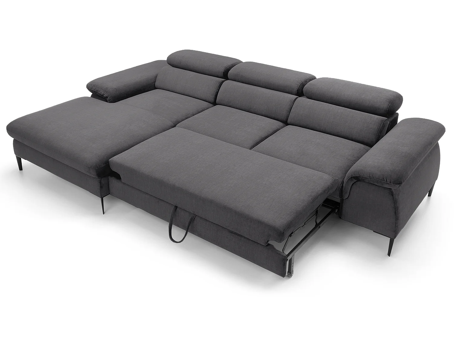 Hoekbank 290 cm Amaro M, verstelbare hoofdsteunen, slaapfunctie en opbergruimte, links, Grijs