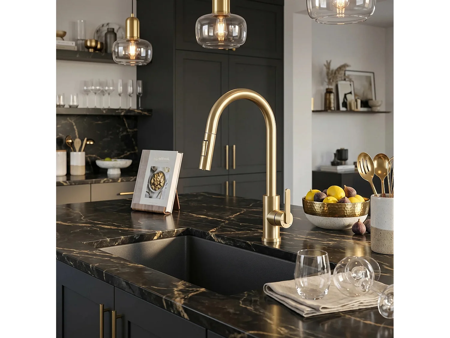 Robinet De Cuisine Rea Ontario Brush Gold
