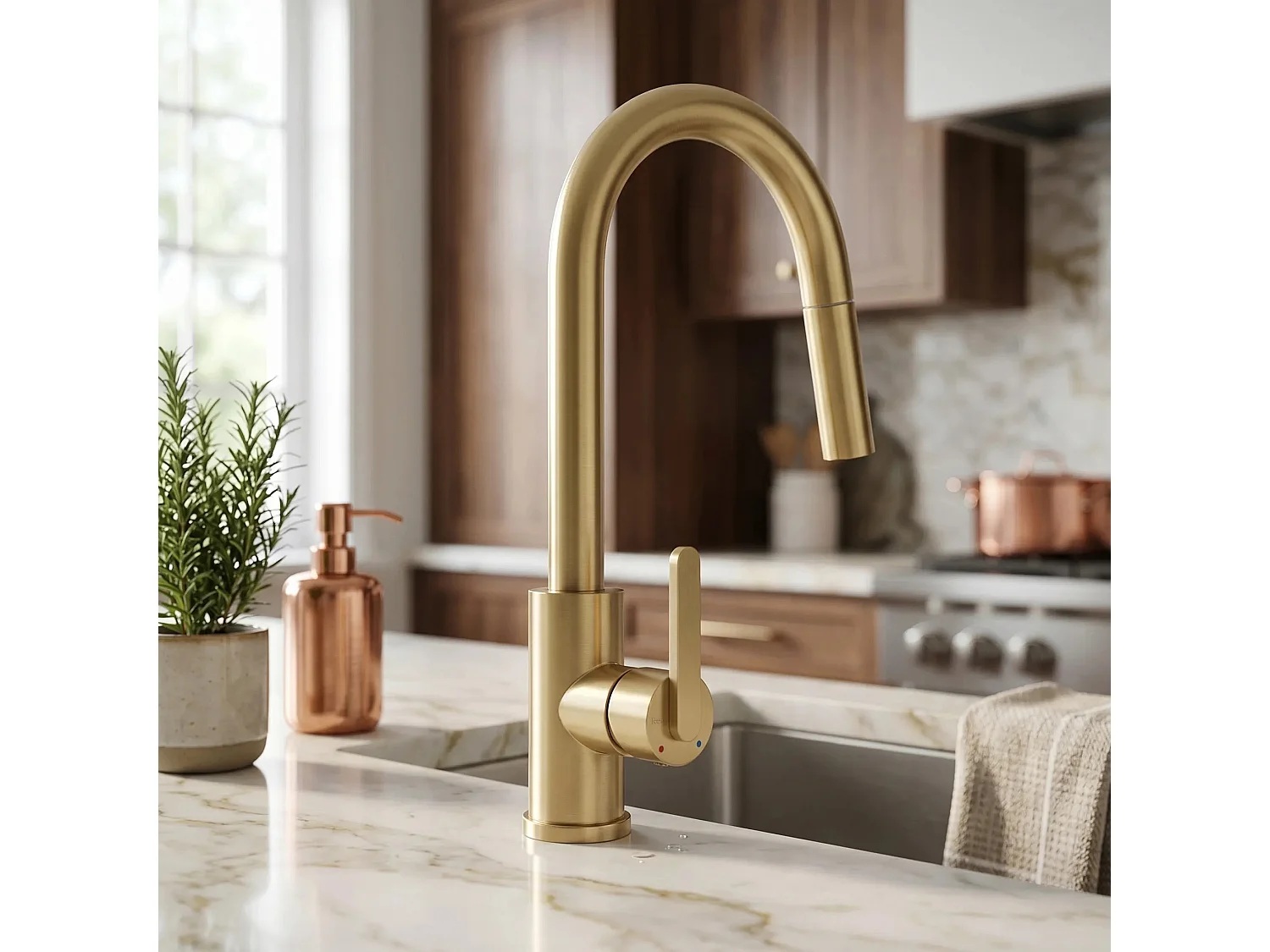 Robinet De Cuisine Rea Ontario Brush Gold
