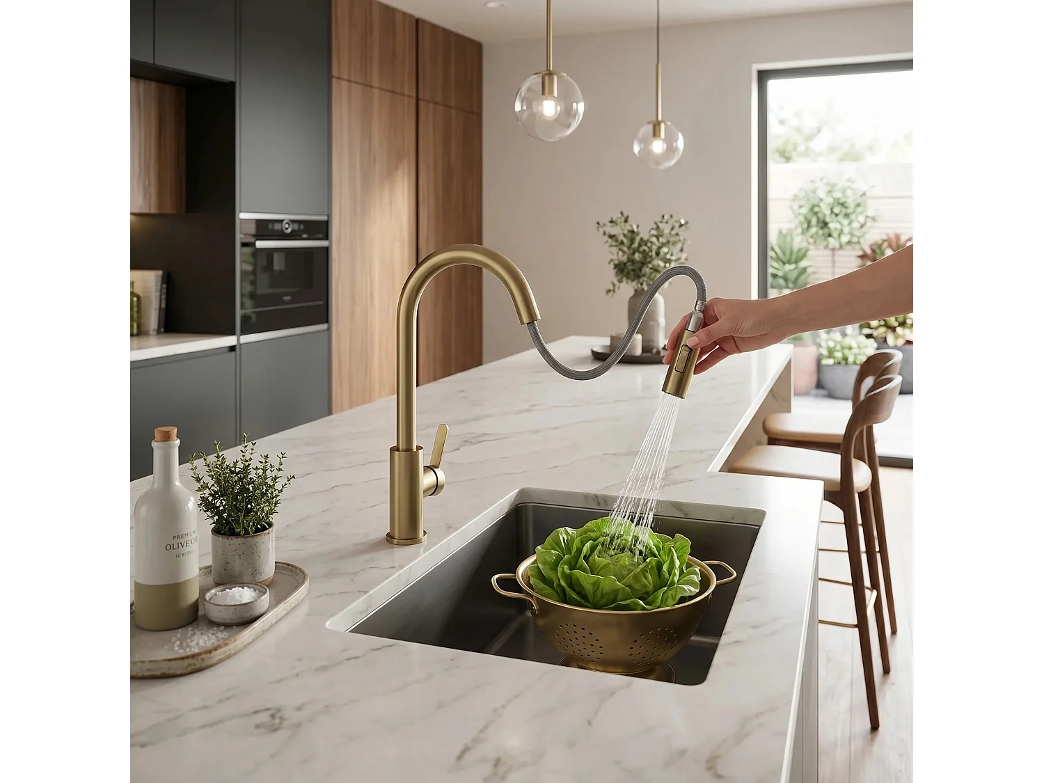 Robinet De Cuisine Rea Ontario Brush Gold