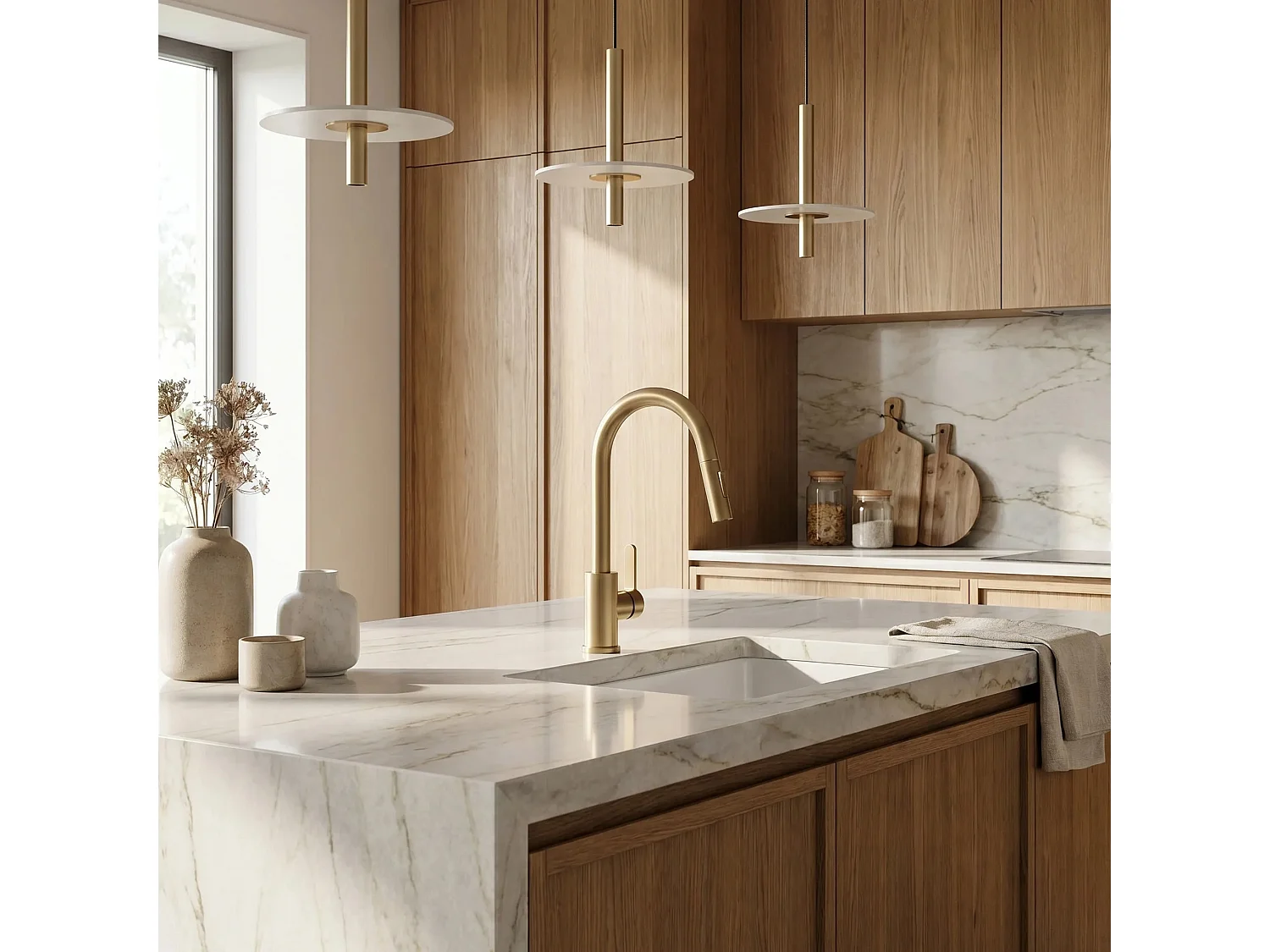 Robinet De Cuisine Rea Ontario Brush Gold