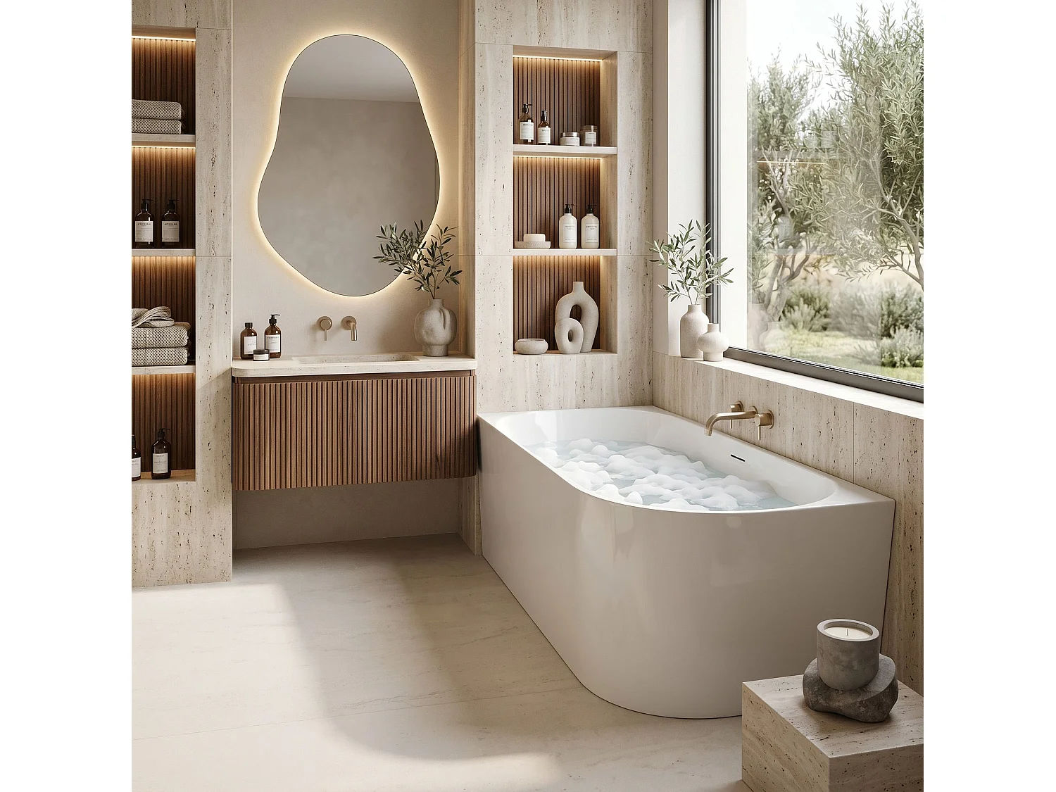 Baignoire D’Angle Rea Bellanto Slim 150 Left White
