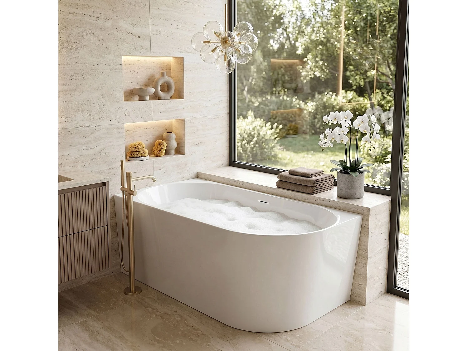 Baignoire D’Angle Rea Bellanto Slim 150 Left White
