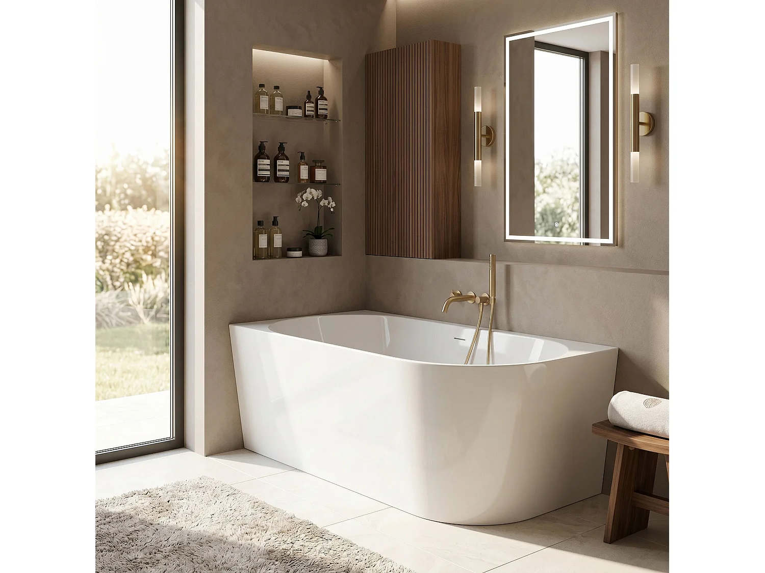 Baignoire D’Angle Rea Bellanto Slim 150 Left White