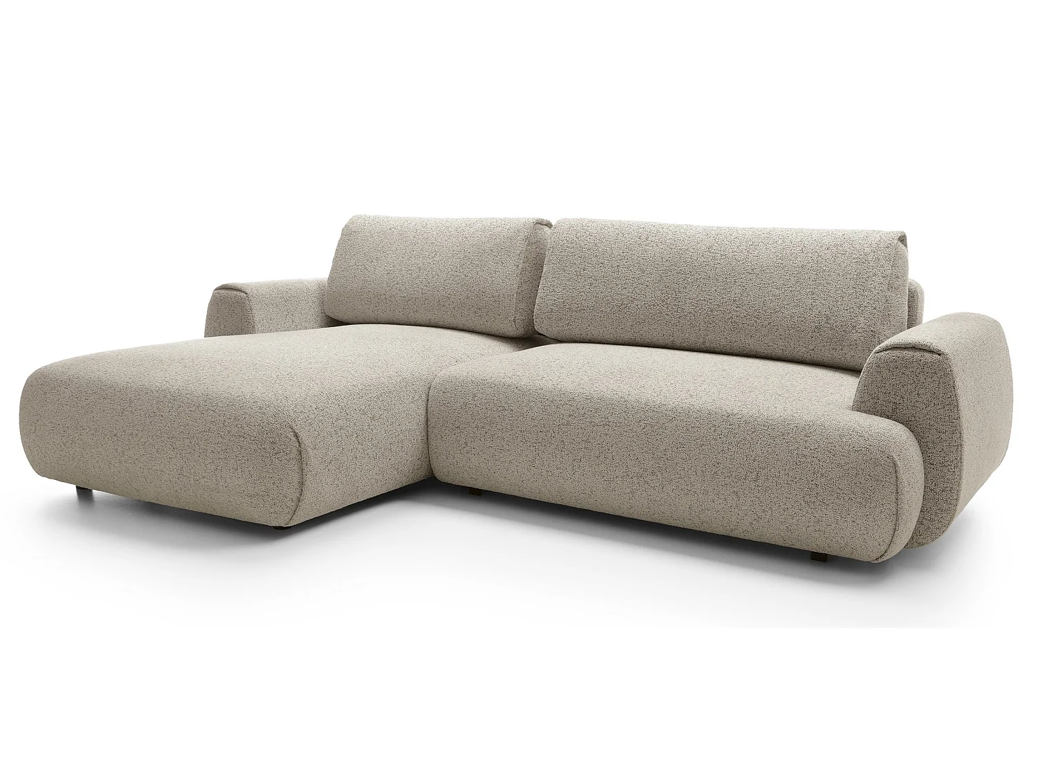 Hoekbank met opbergruimte 270 cm Ralto, moderne stijl, slaapfunctie, 5-zits, links, Beige